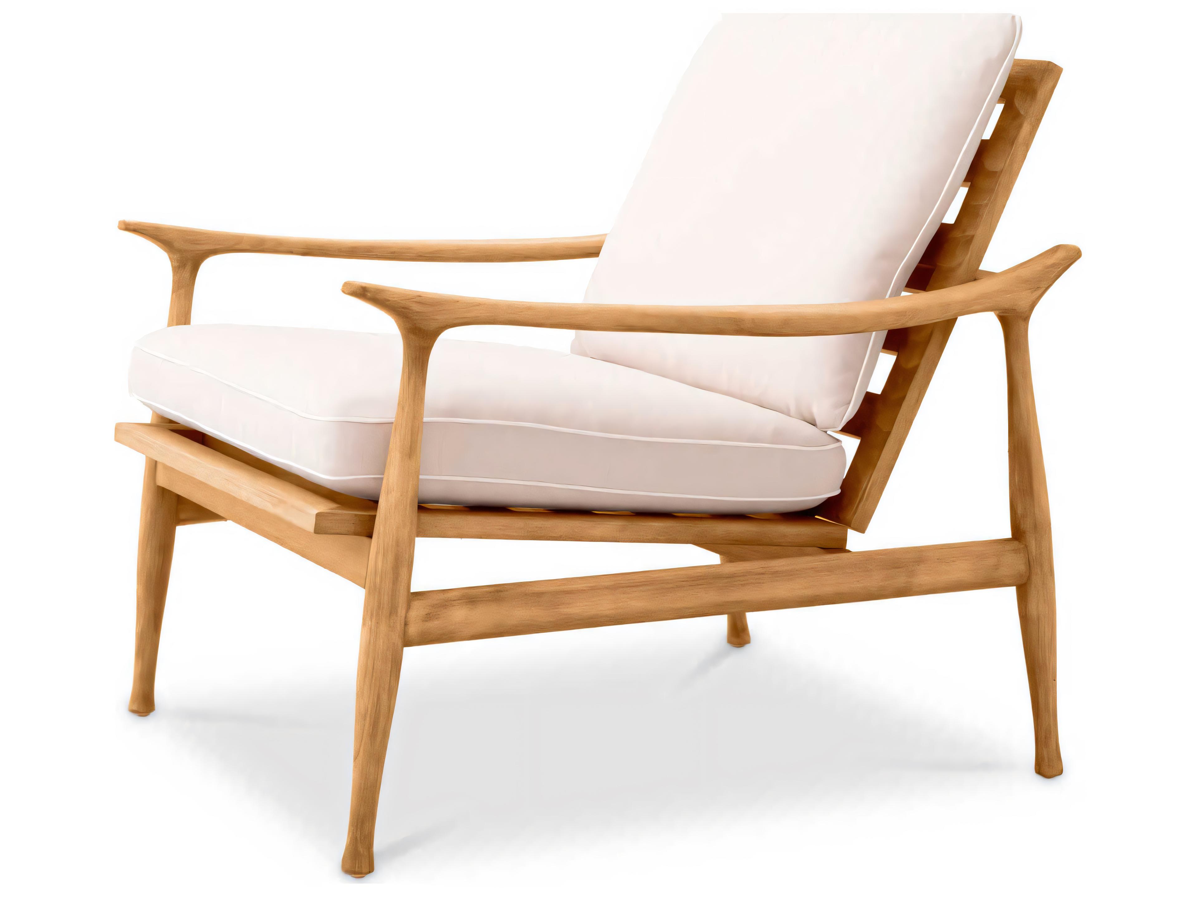 Eichholtz Outdoor Natural Teak Flores Off-white Lounge Chair