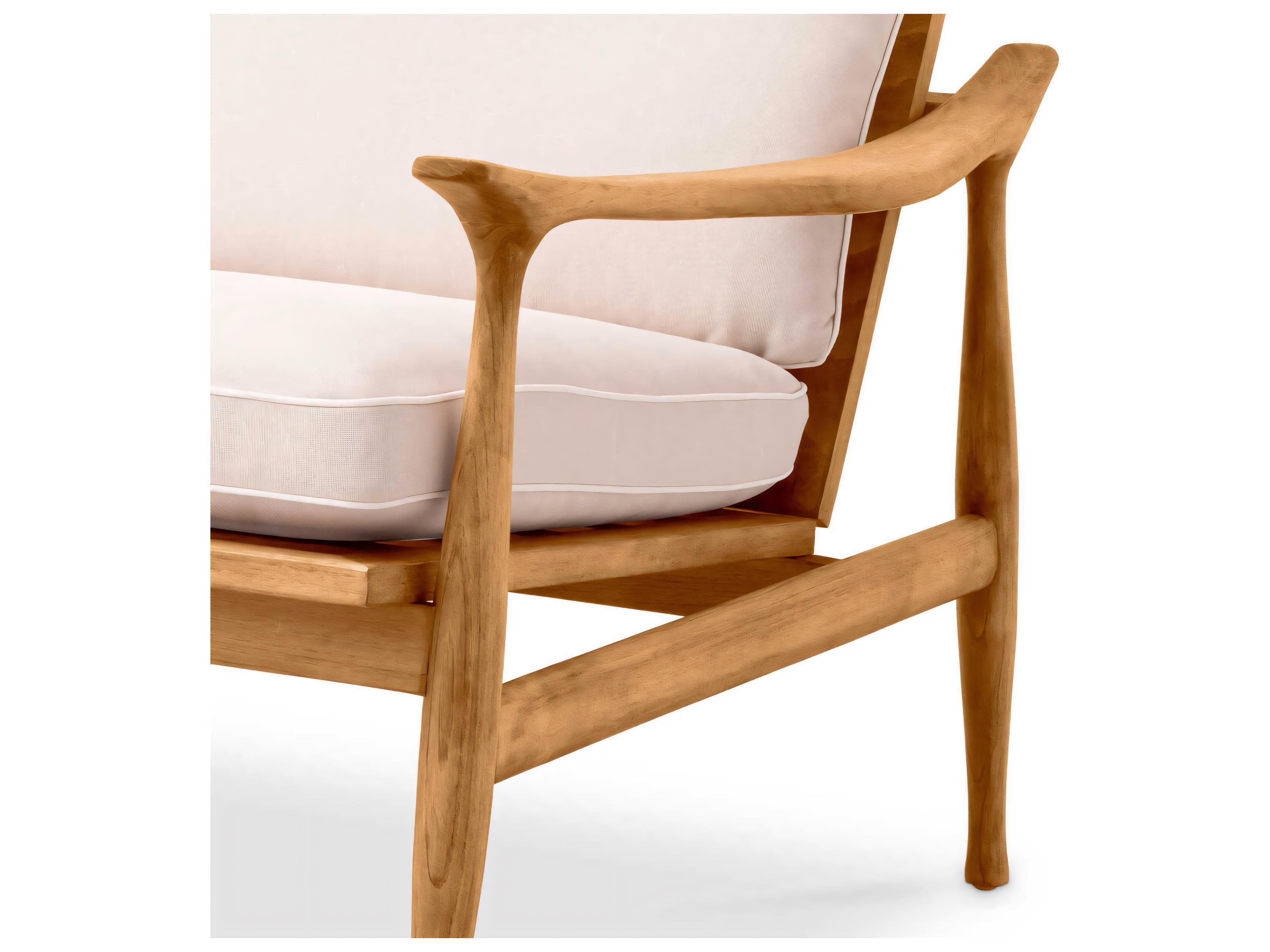 Eichholtz Outdoor Natural Teak Flores Off-white Lounge Chair