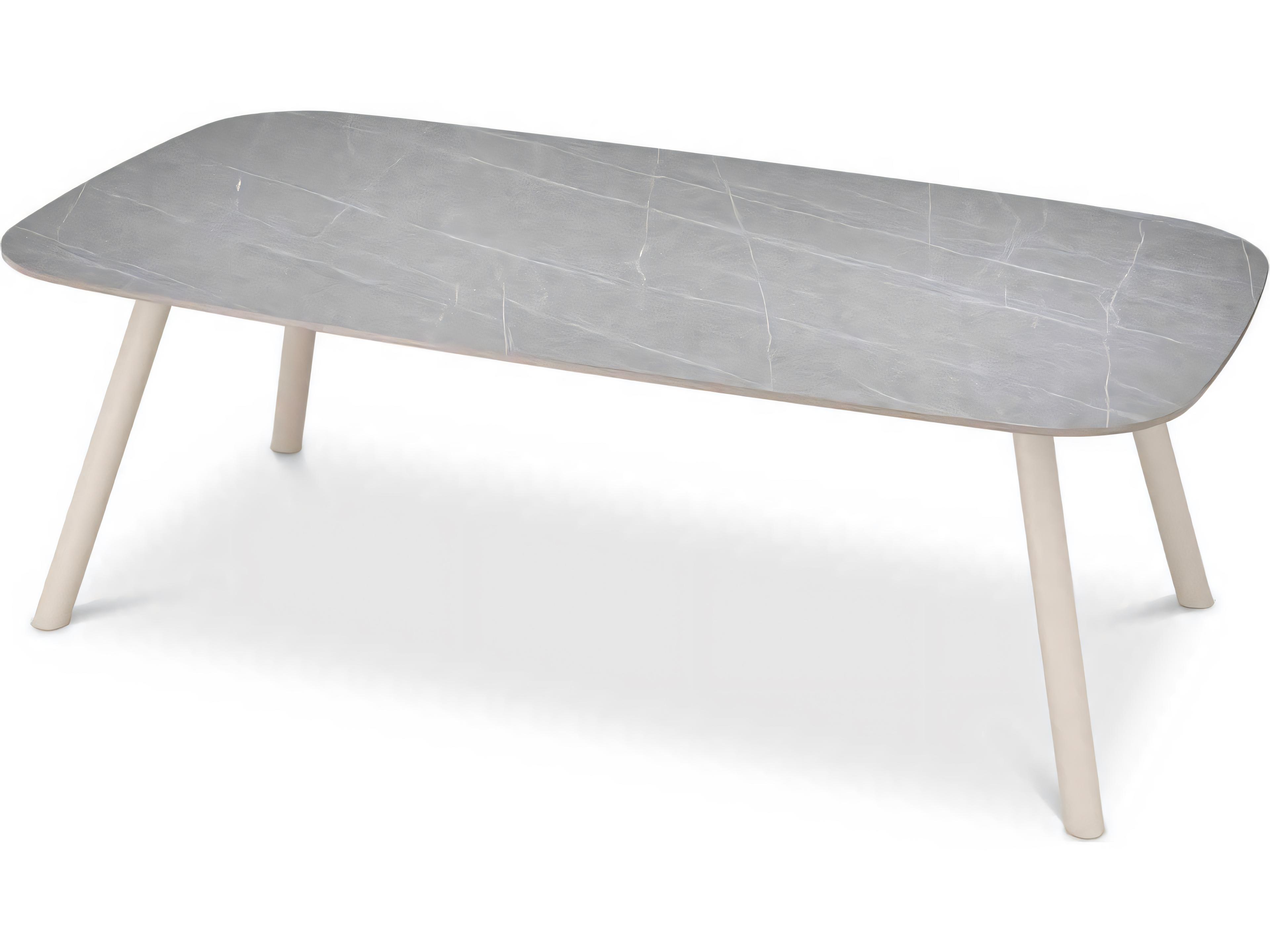 Eichholtz Outdoor Sand Finish Light Grey Ceramic Marble Look Top Dining Table