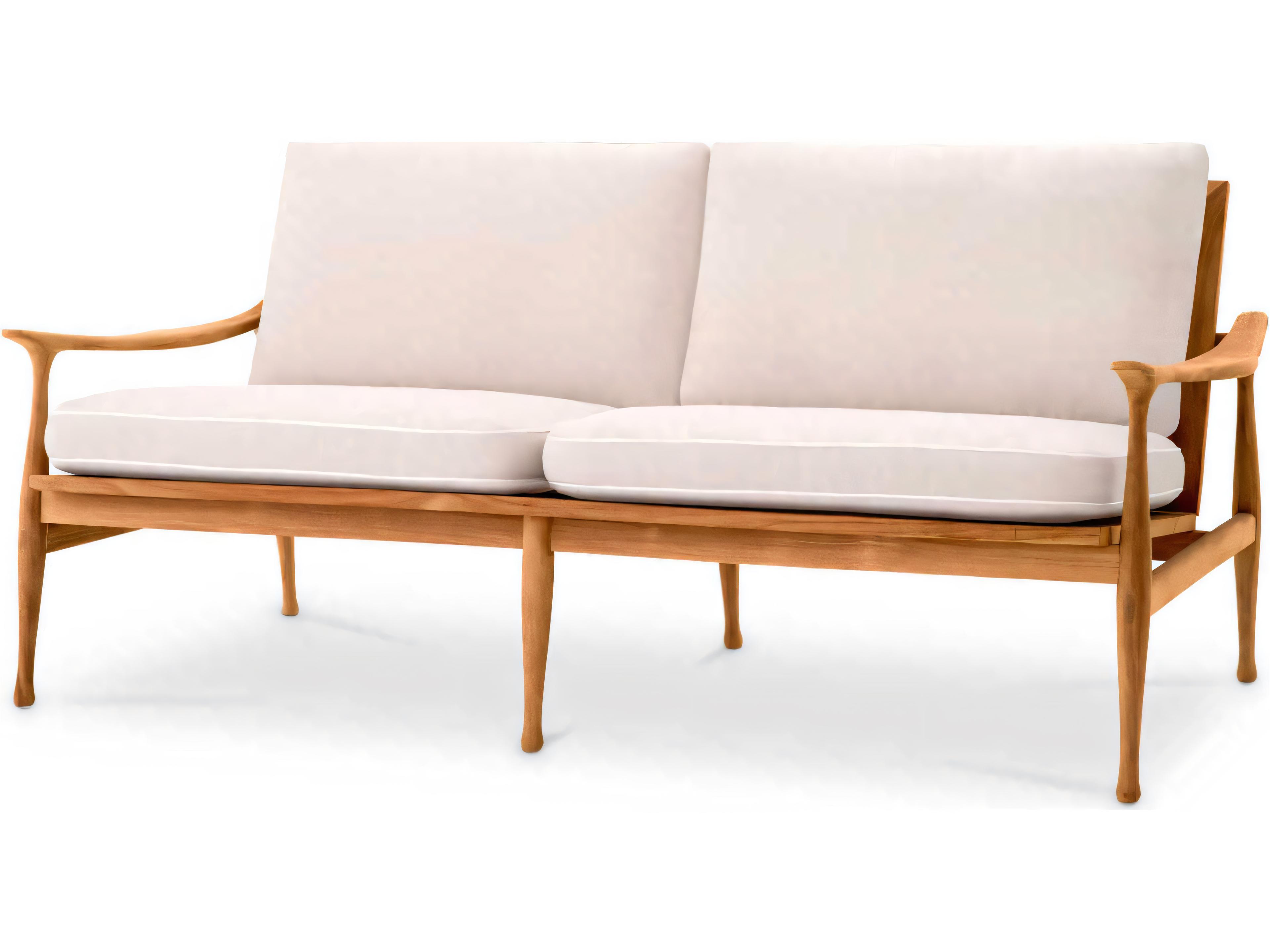 Natural Teak Flores Off-white Sofa