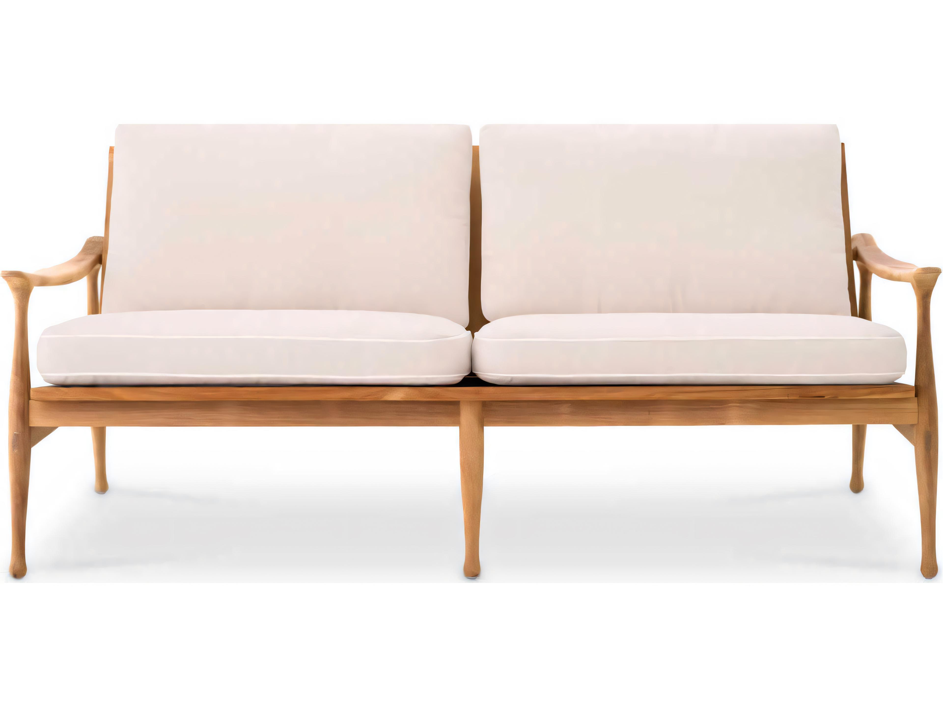 Eichholtz Outdoor Natural Teak Flores Off-white Sofa