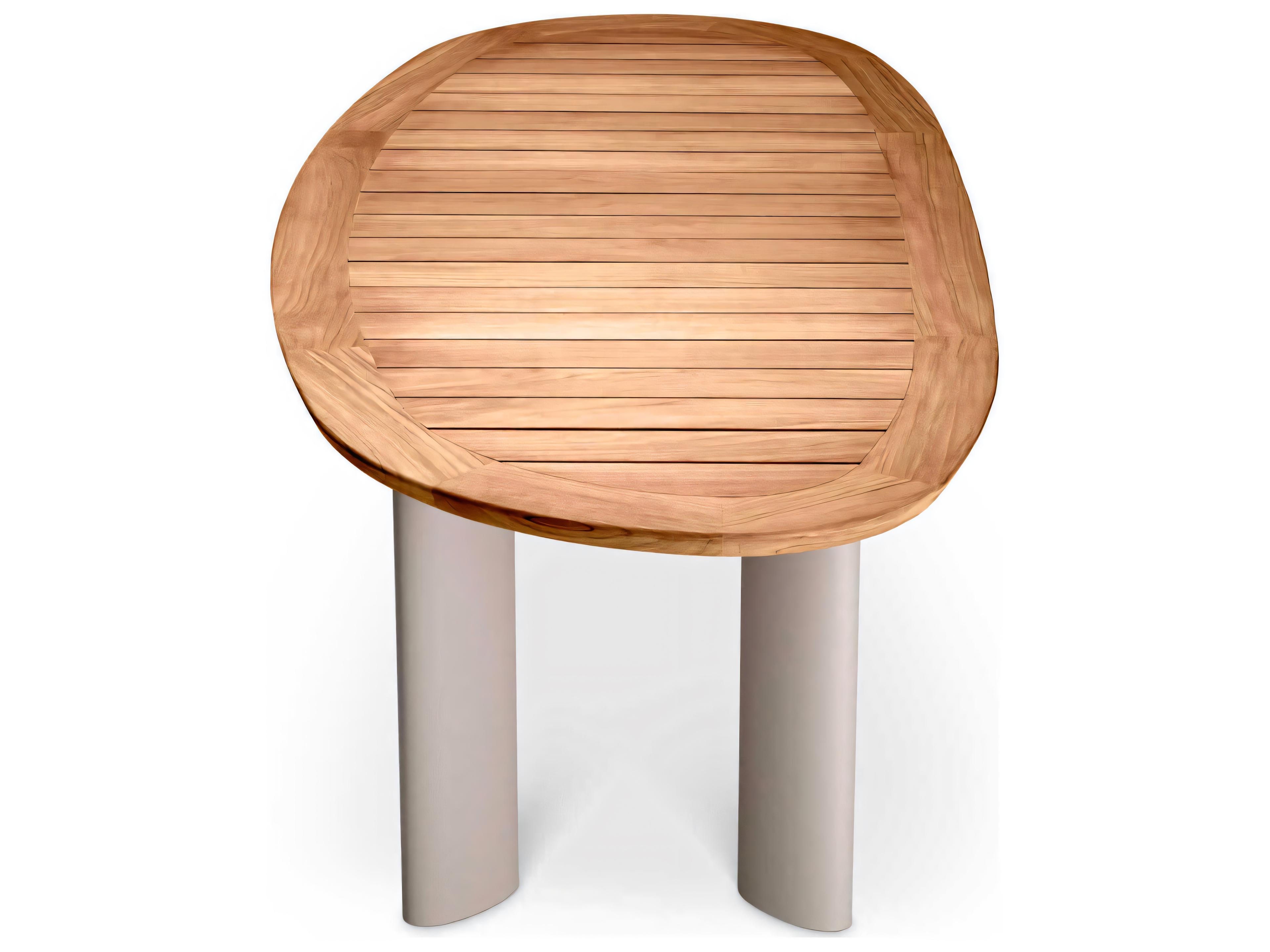 Eichholtz Outdoor Natural Teak Top Sand Finish Legs Dining Table