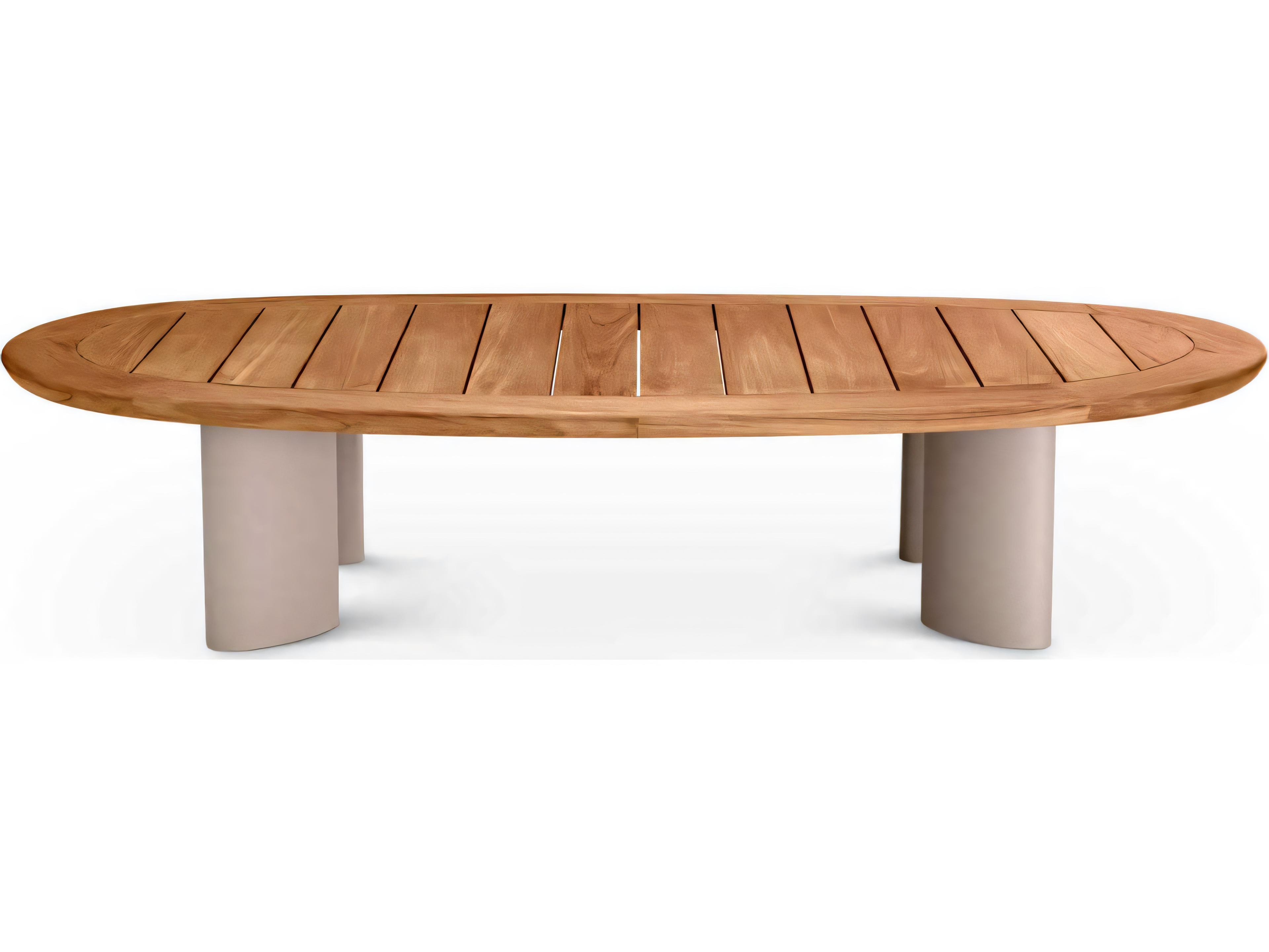 Eichholtz Outdoor Natural Teak Top Sand Finish Legs Coffee Table