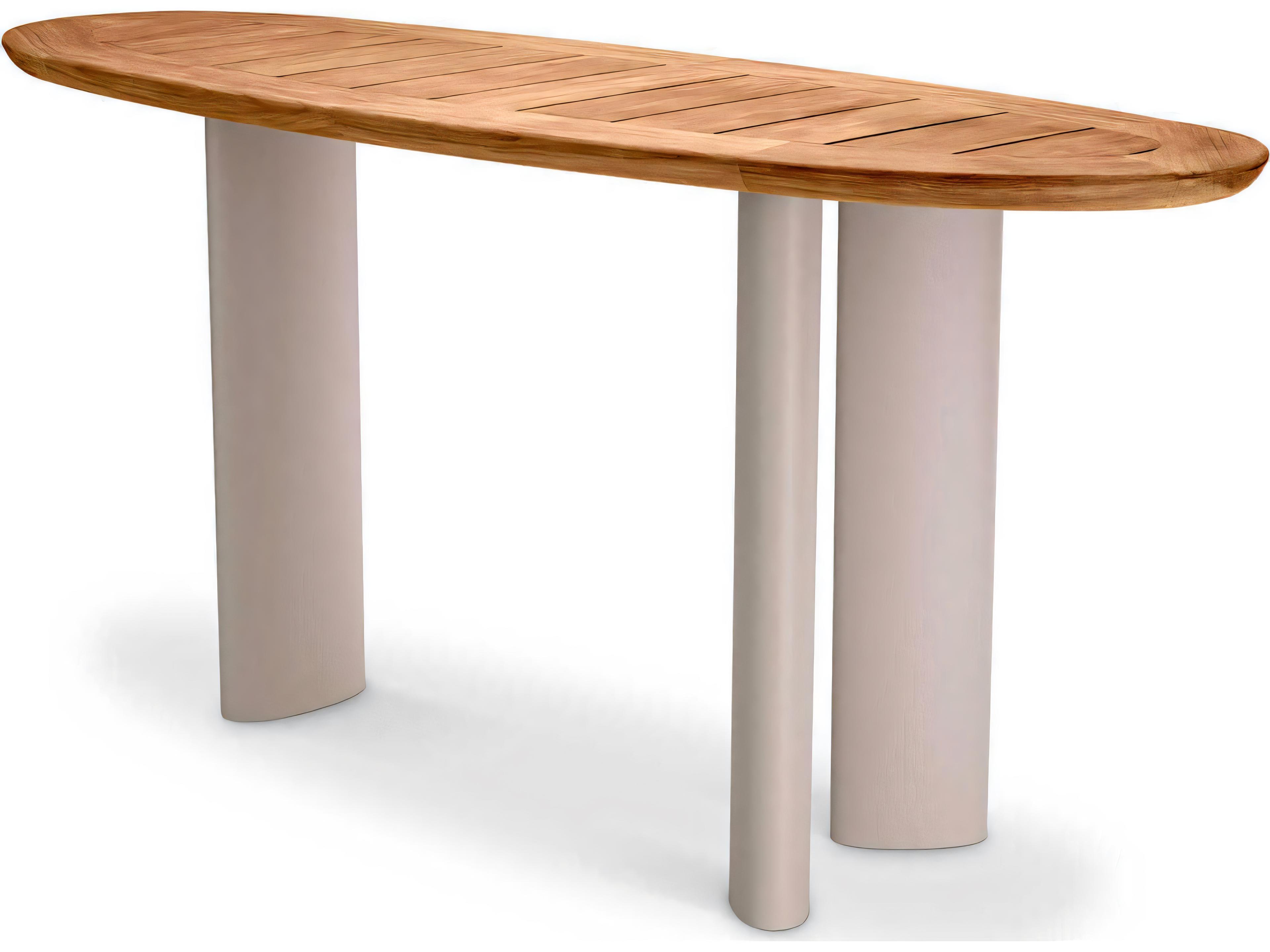 Natural Teak Top Sand Finish Legs Console Table