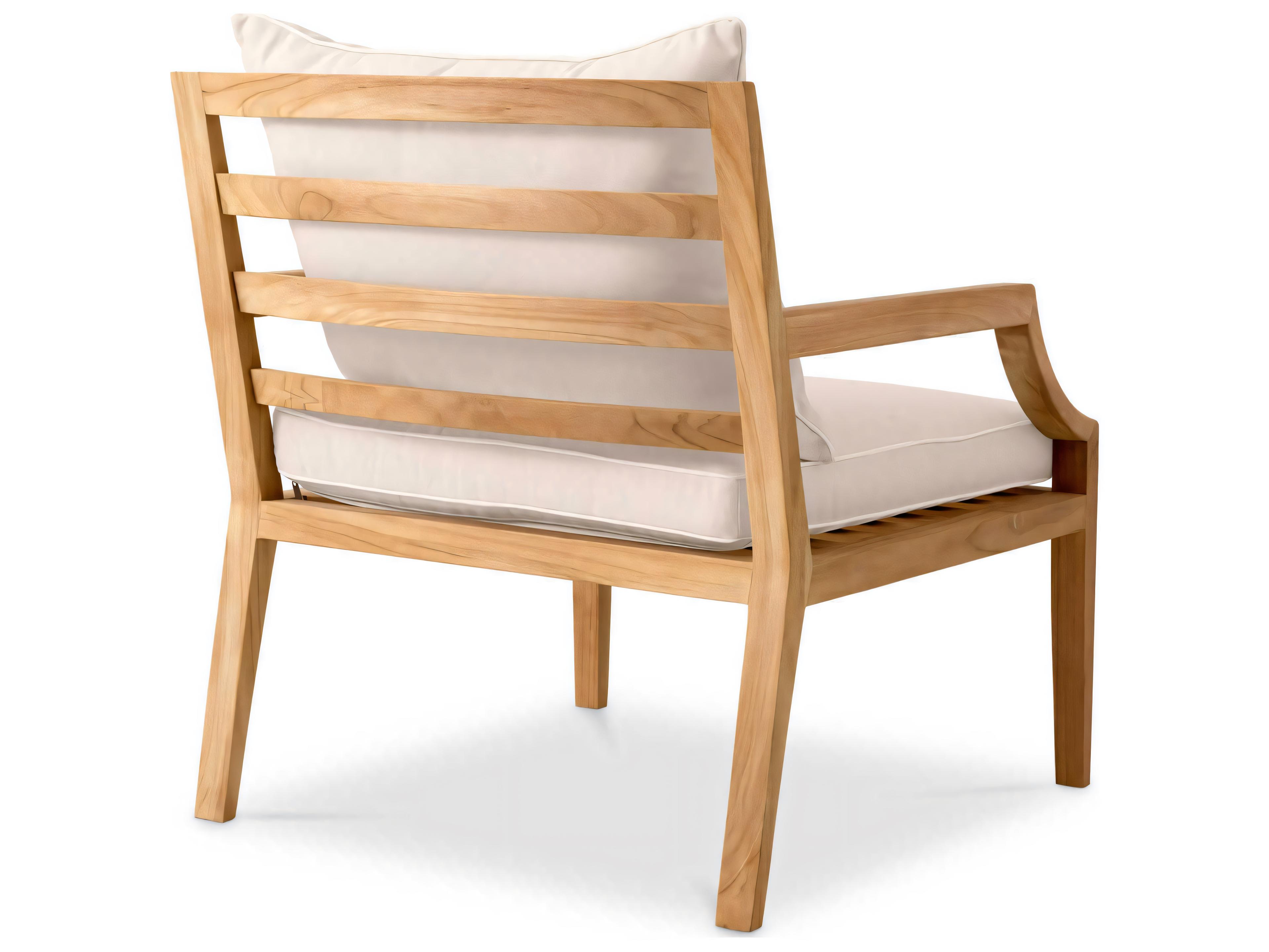 Eichholtz Outdoor Natural Teak Flores Off-white Lounge Chair