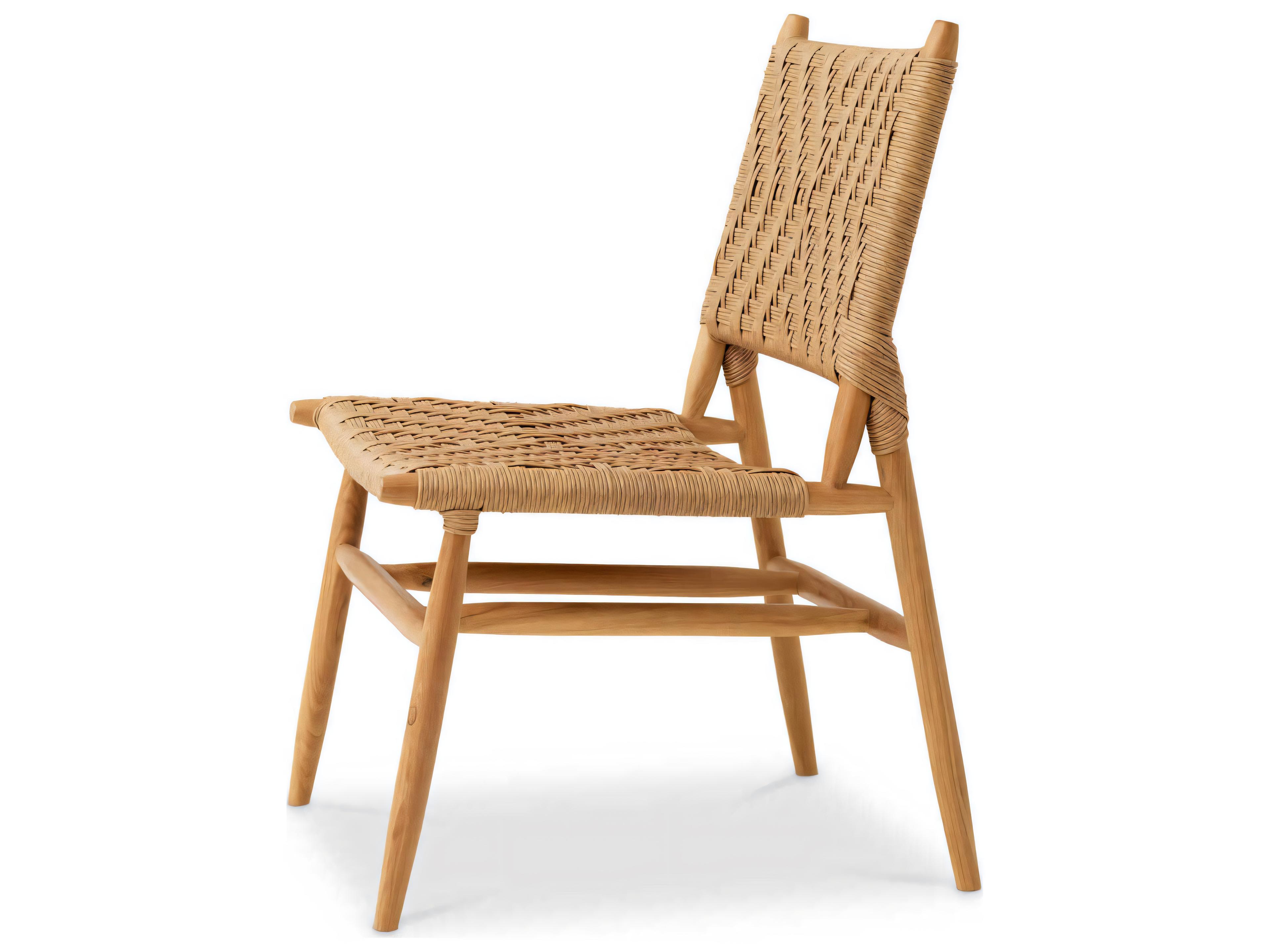 Eichholtz Outdoor Natural Teak Color Weave Dining Chair Set of 2