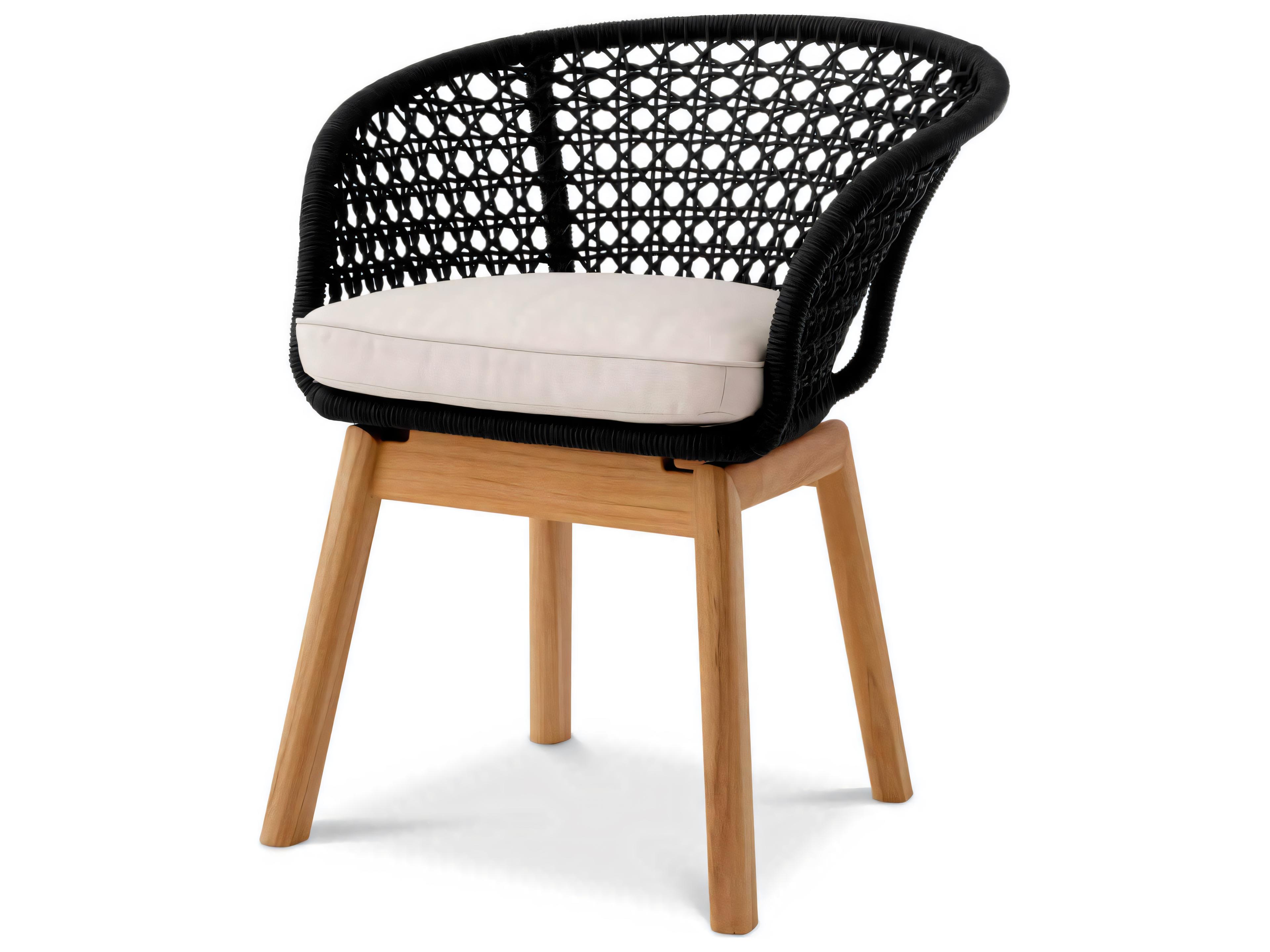 Trinity Dining Chair Natural Teak and Black Rope