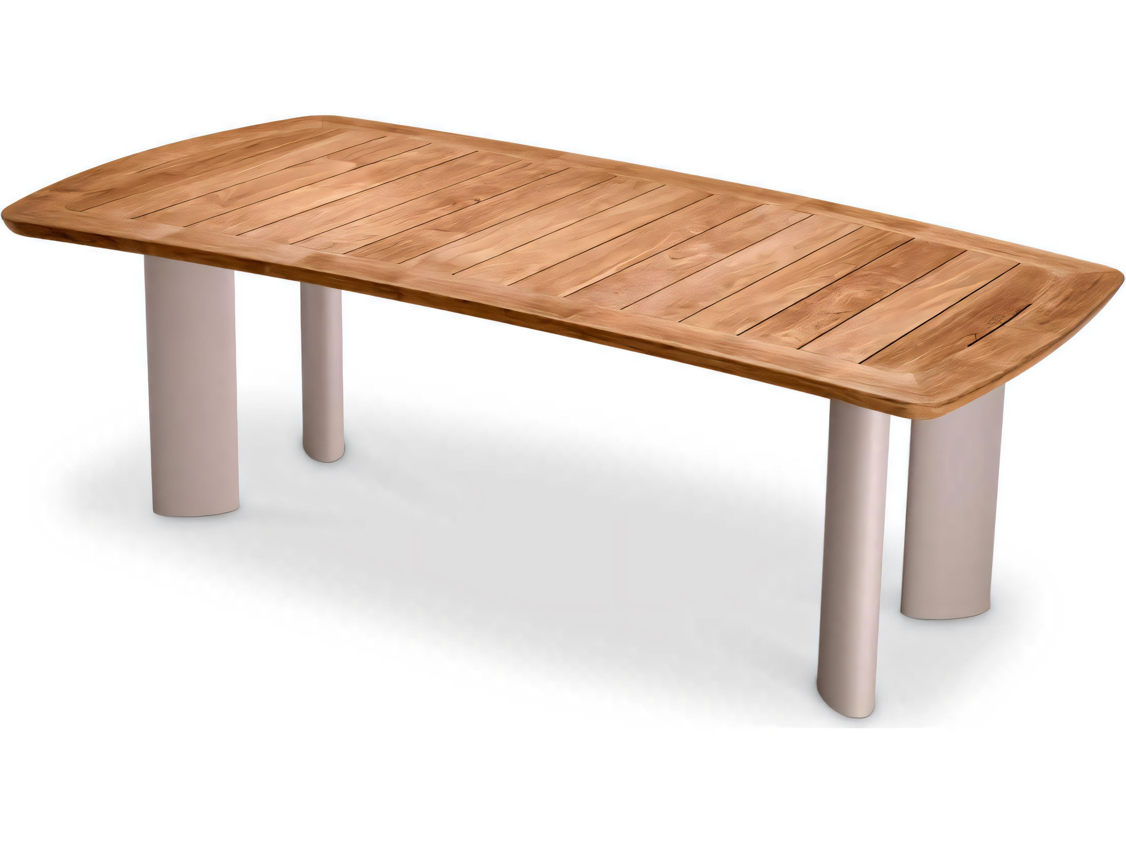 Natural Teak Sand Finish Legs Dining Table