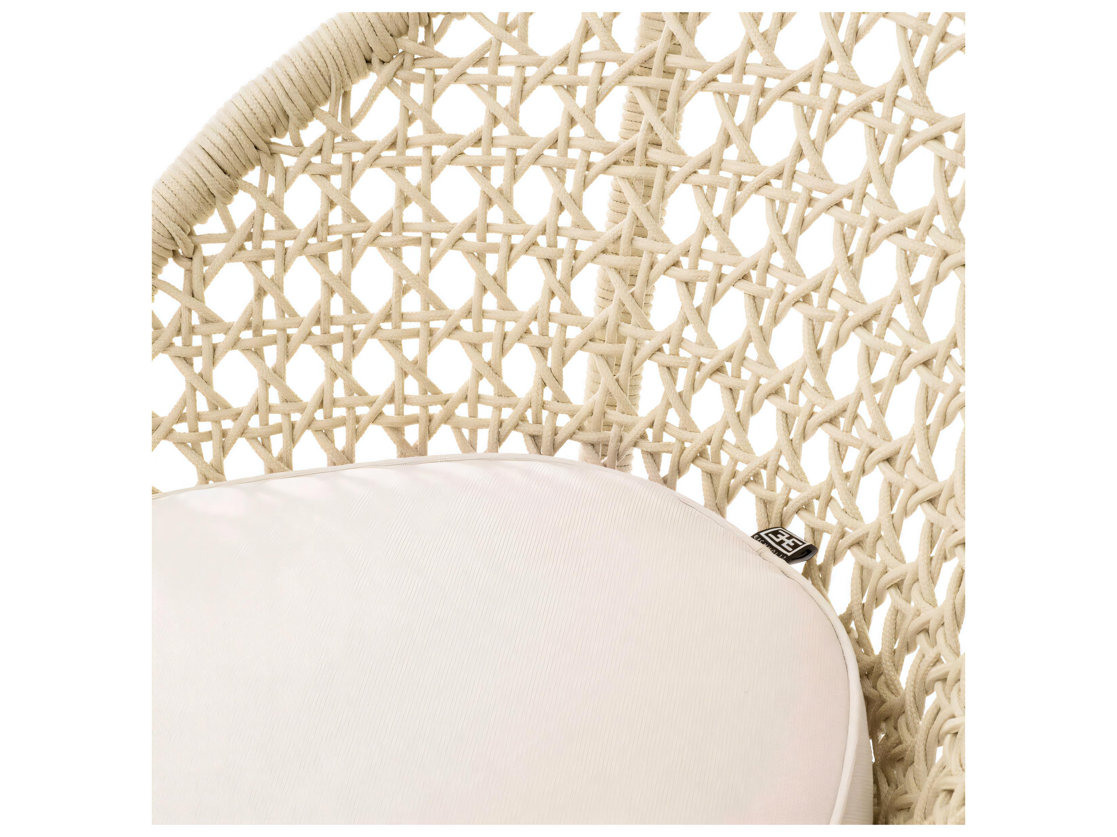 Eichholtz Outdoor Flores Off-white Natural Teak Cream Rope Bar Stool