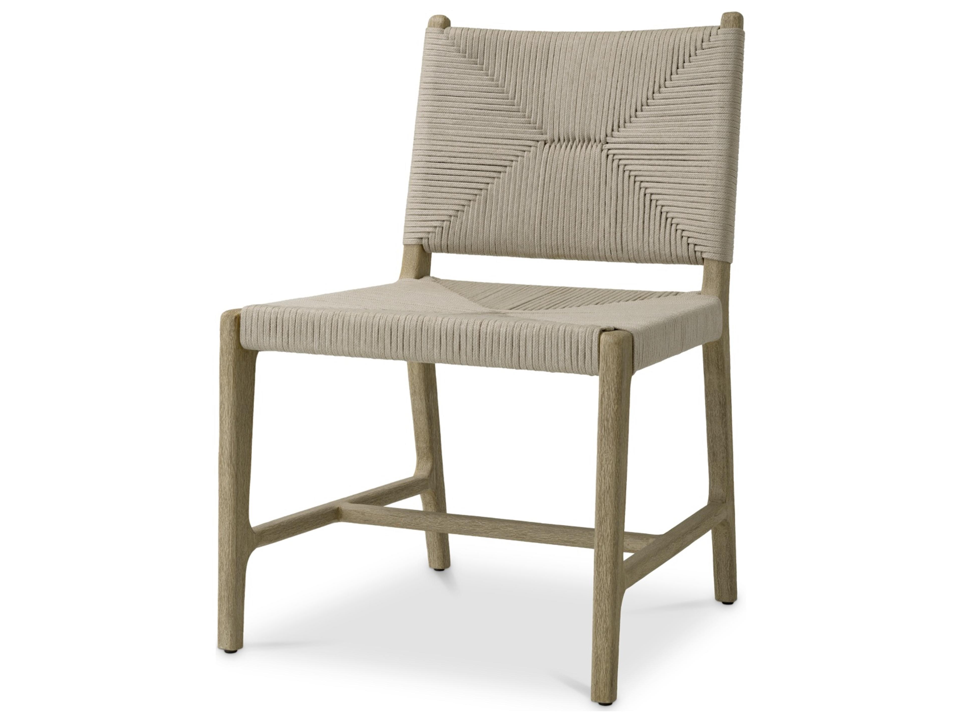 Aged Teak | Light Grey Rope Dining Chair
