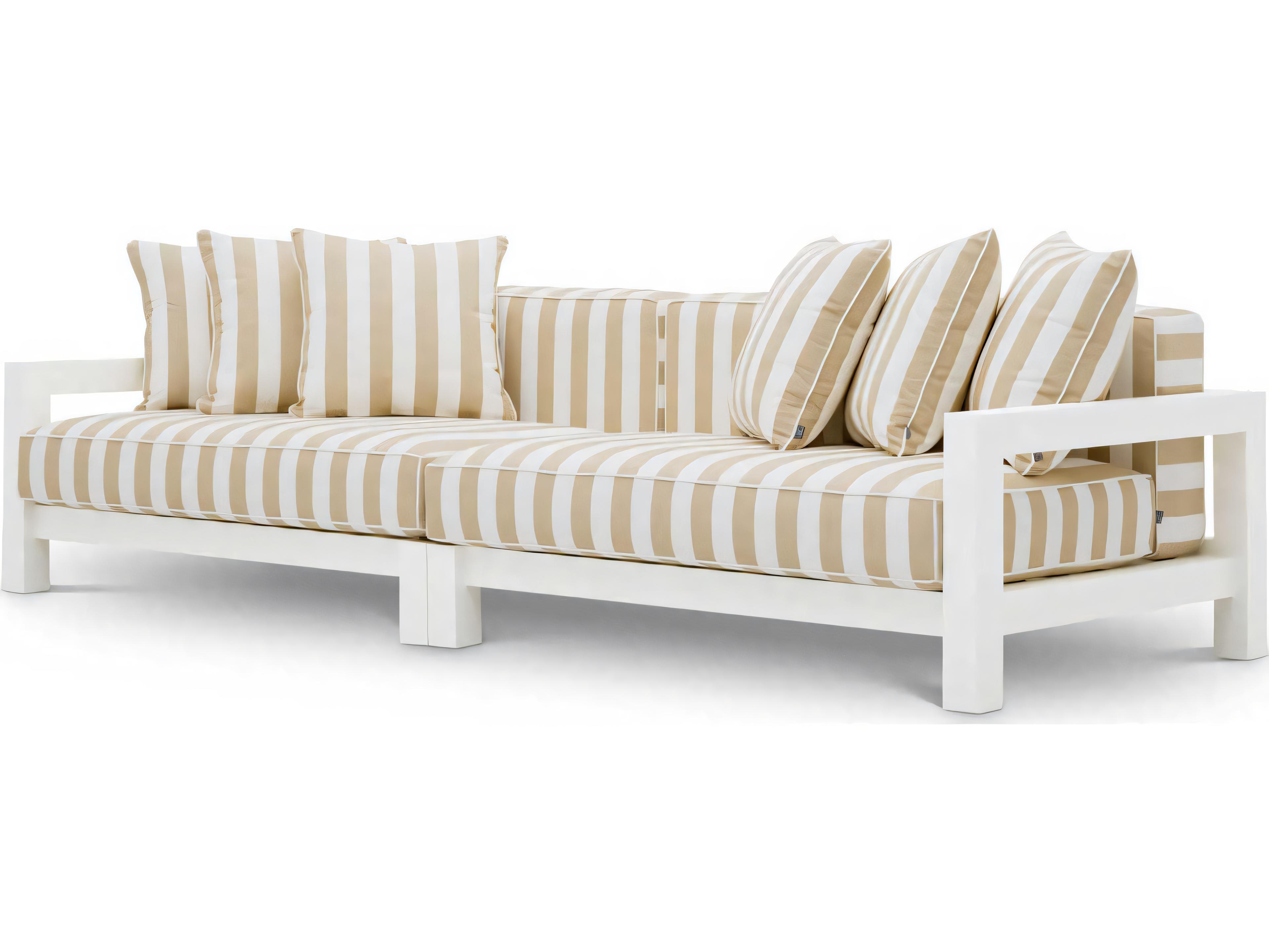 Matte White Finish Florent Beige Sofa