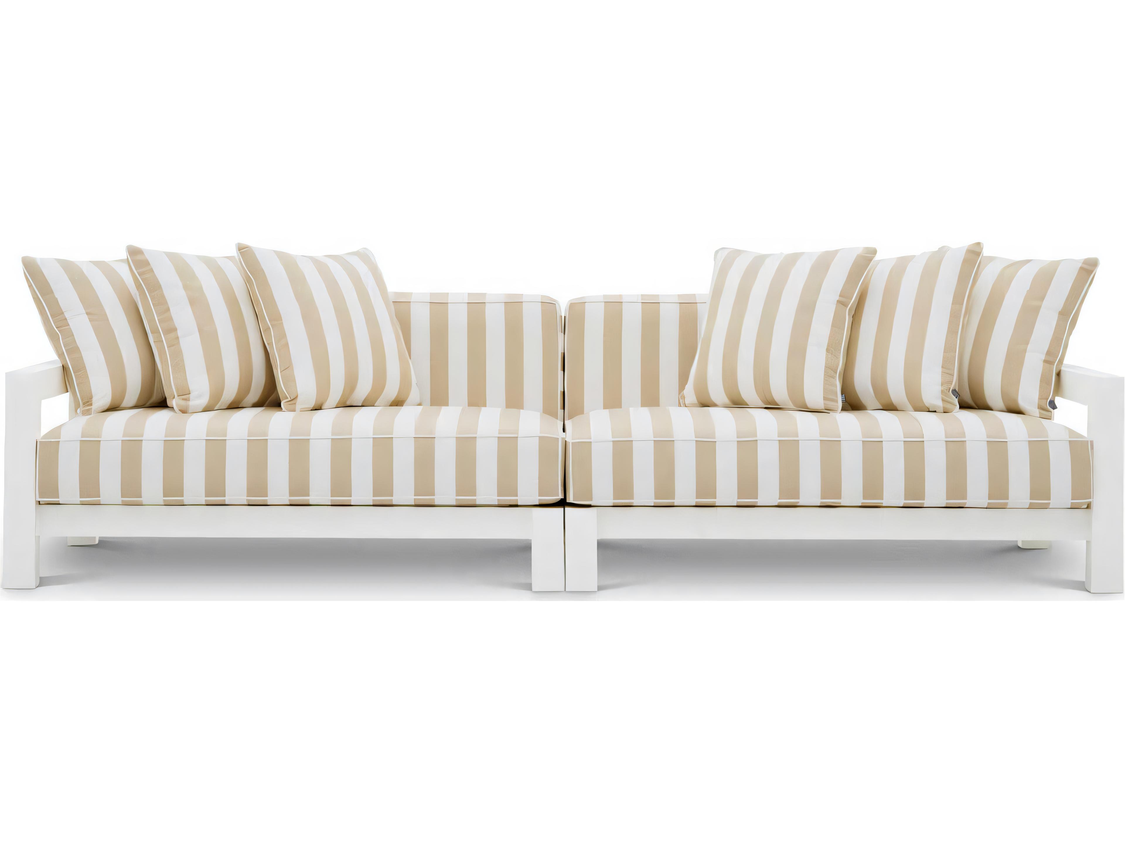 Eichholtz Outdoor Matte White Finish Florent Beige Sofa