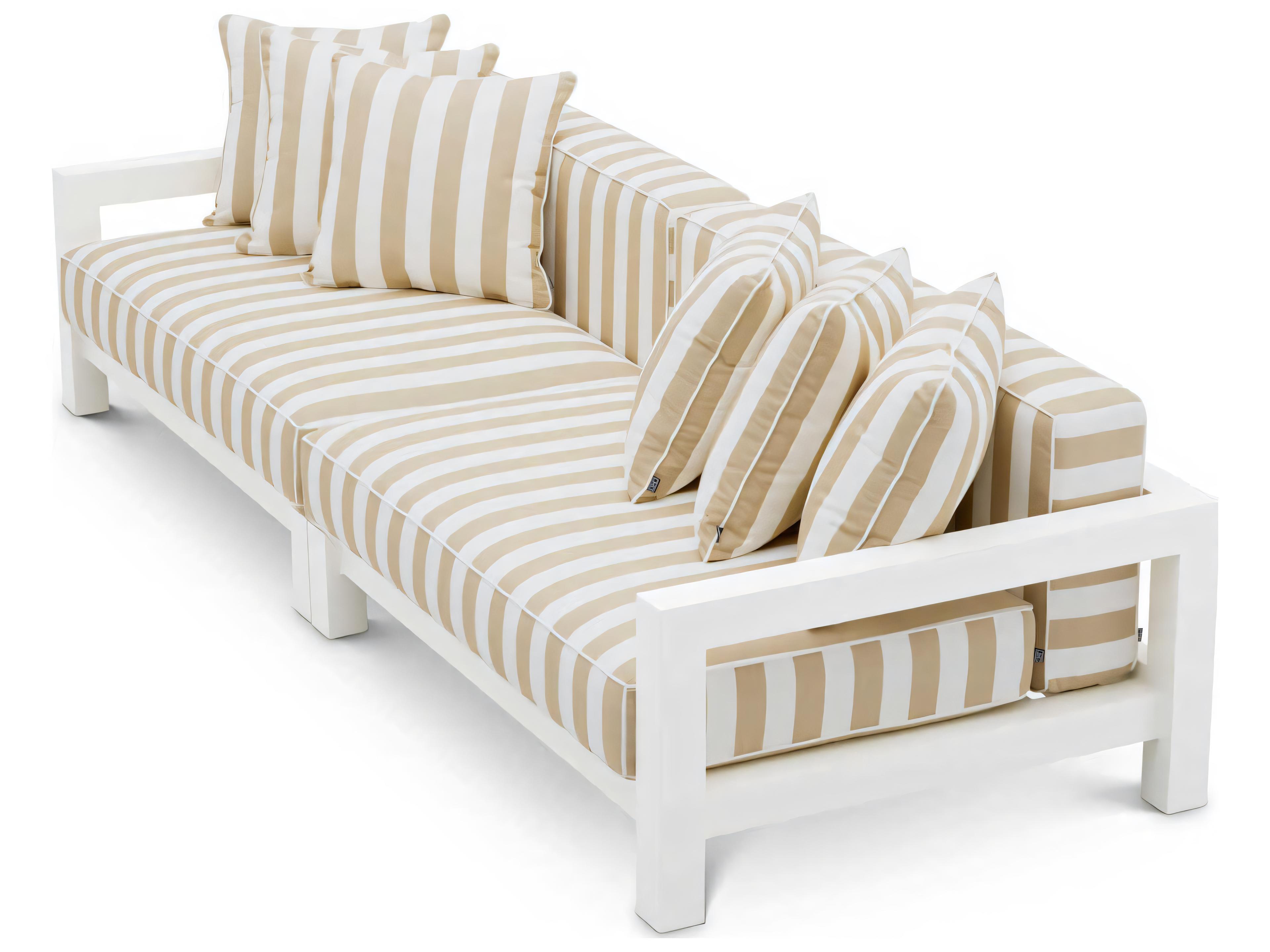 Eichholtz Outdoor Matte White Finish Florent Beige Sofa