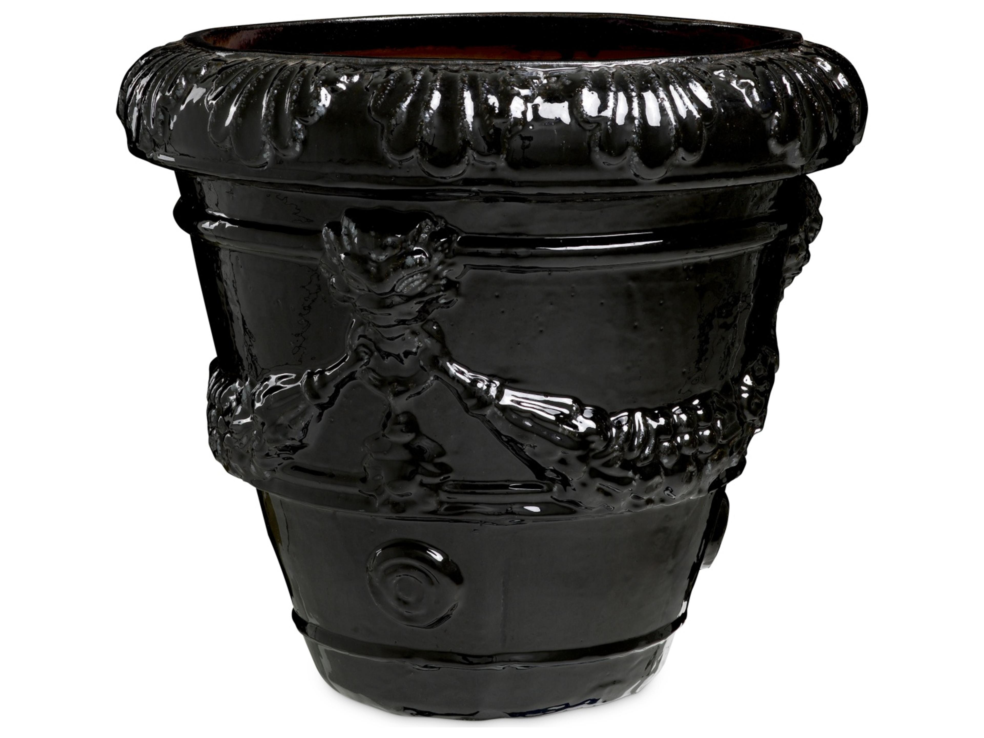 Black Finish Ceramic Planter