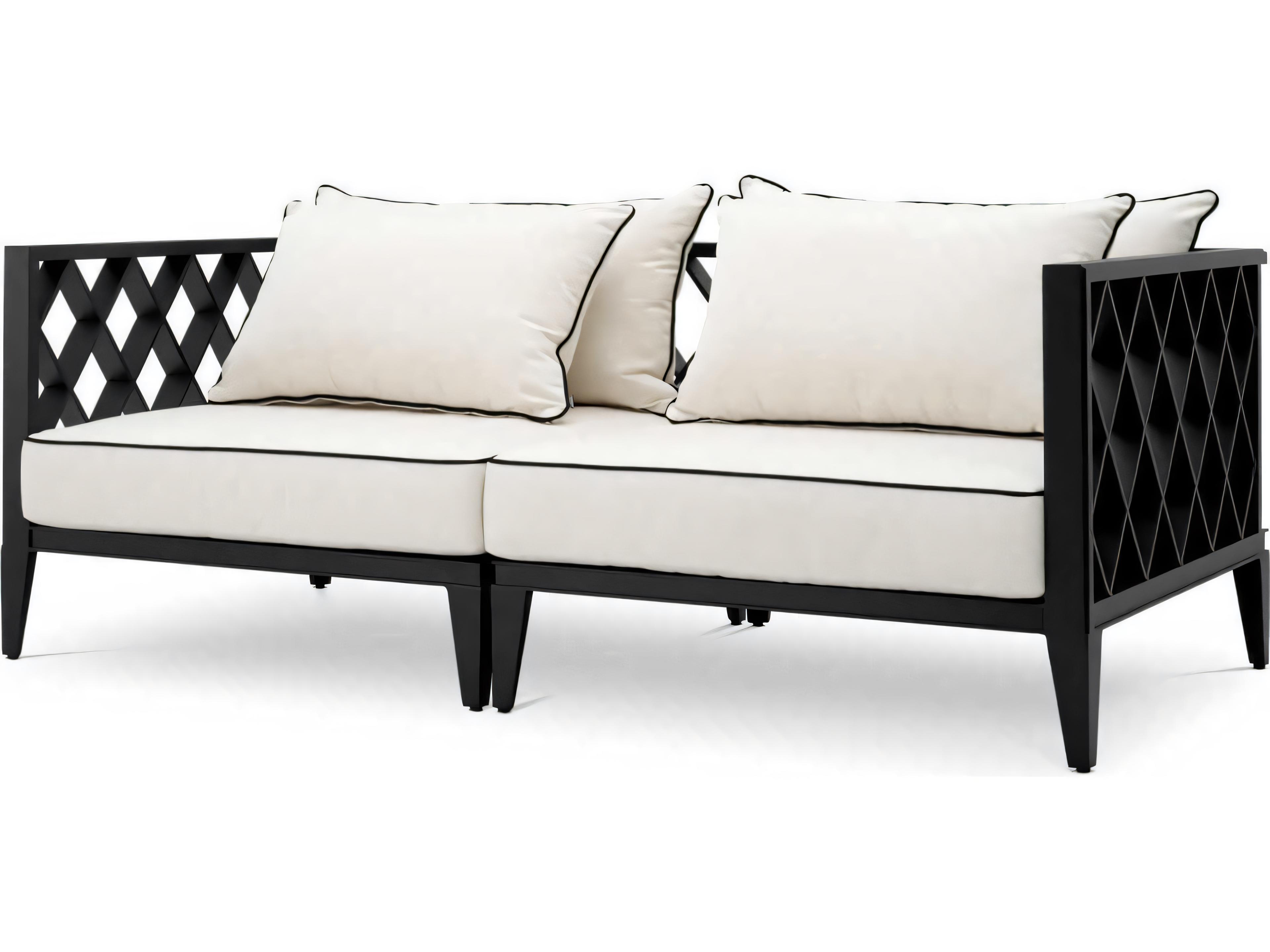 Black Finish Sunbrella Canvas Sofa