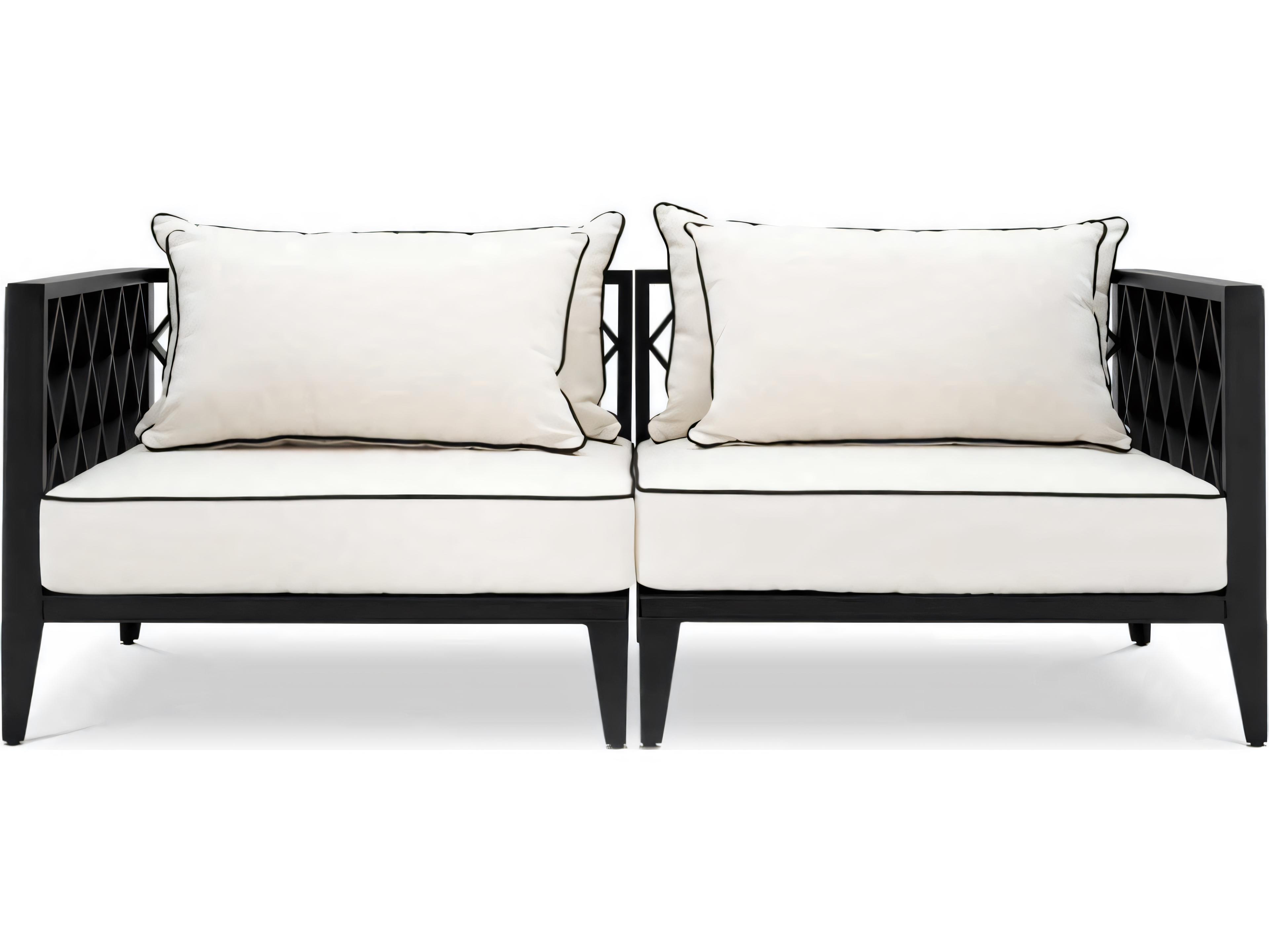 Eichholtz Outdoor Black Finish Sunbrella Canvas Sofa