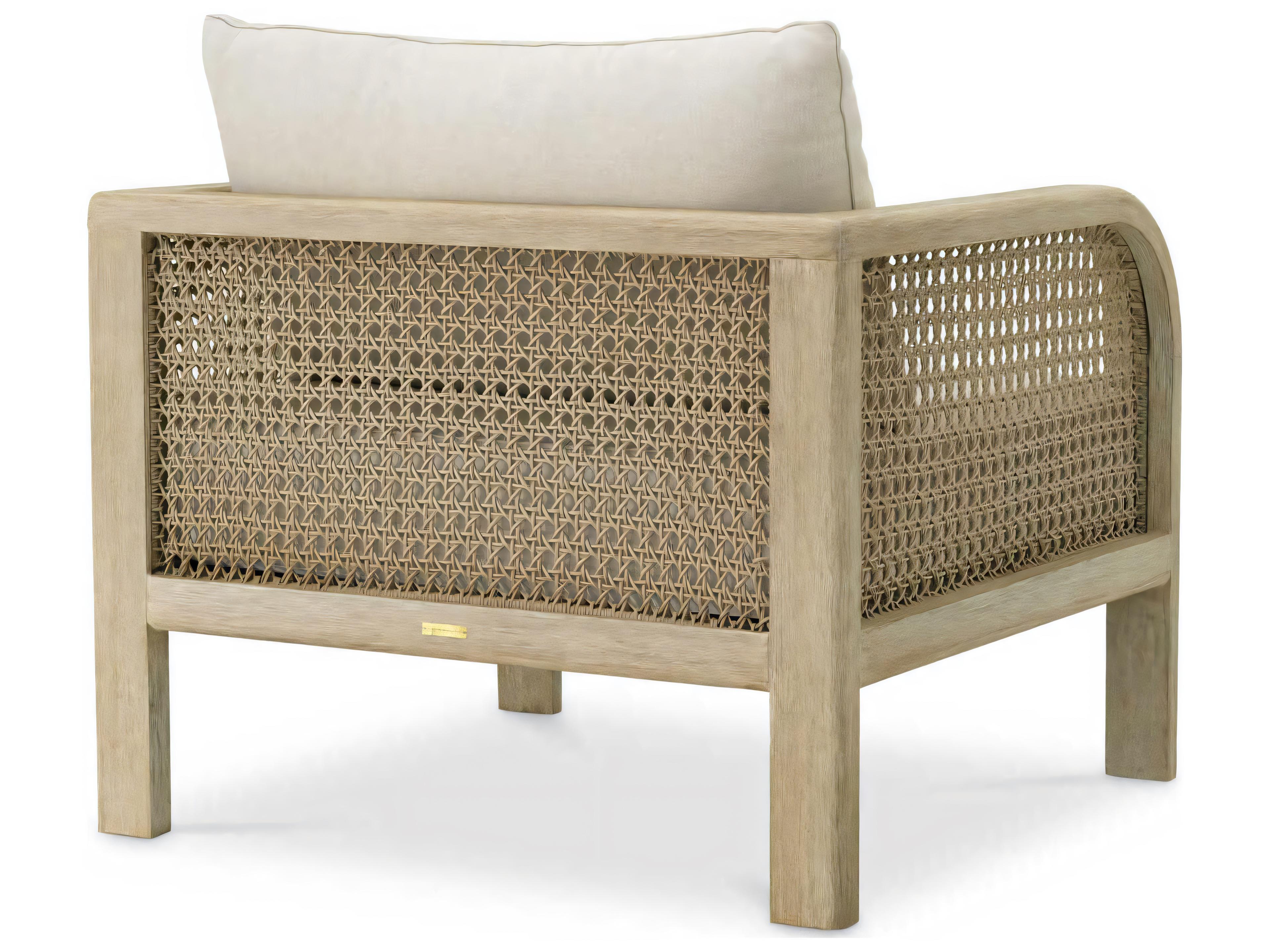 Eichholtz Outdoor Aged Teak Beige Rope Viola Sand Lounge Chair