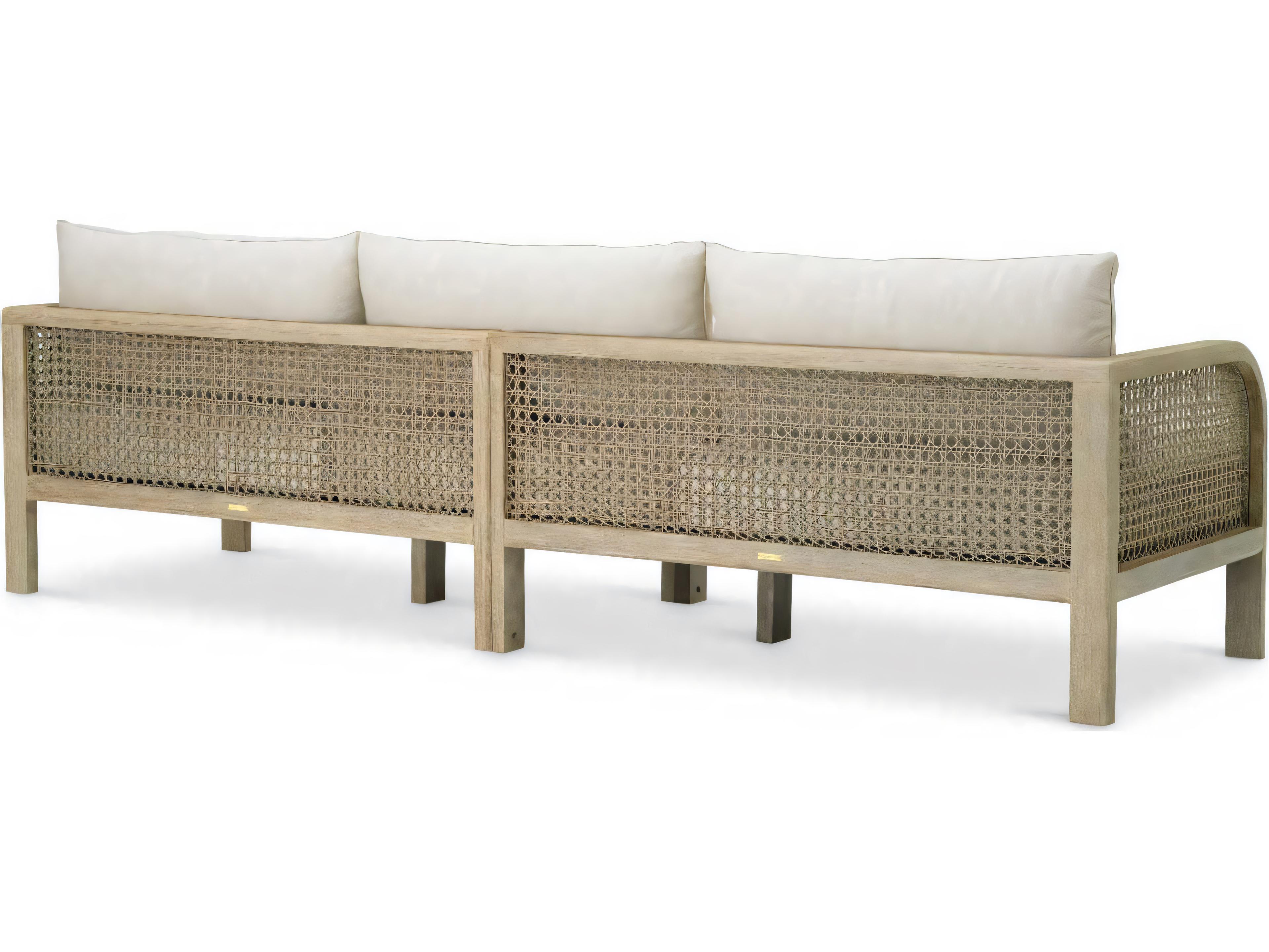 Eichholtz Outdoor Aged Teak Beige Rope Viola Sand Sofa