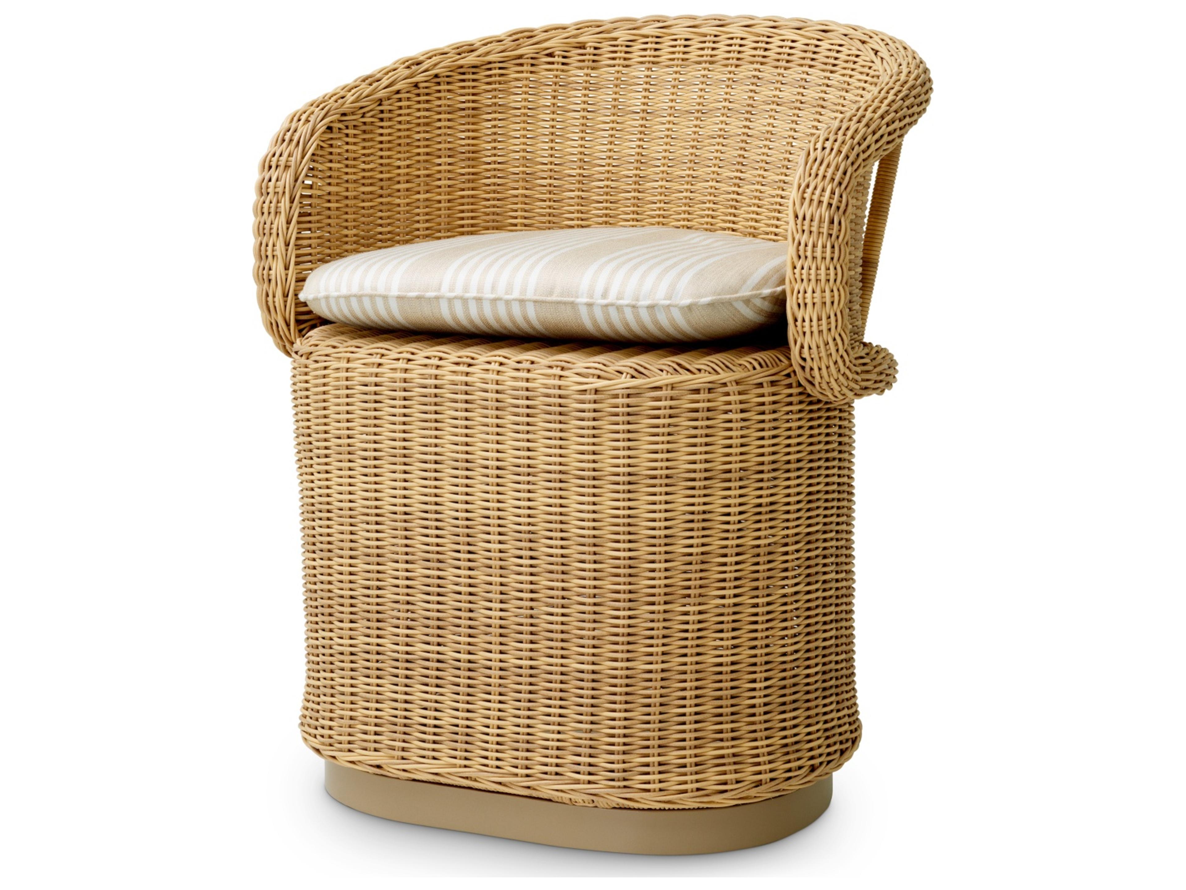 Faux Rattan | Saville Beige Wicker Cushion Dining Chair