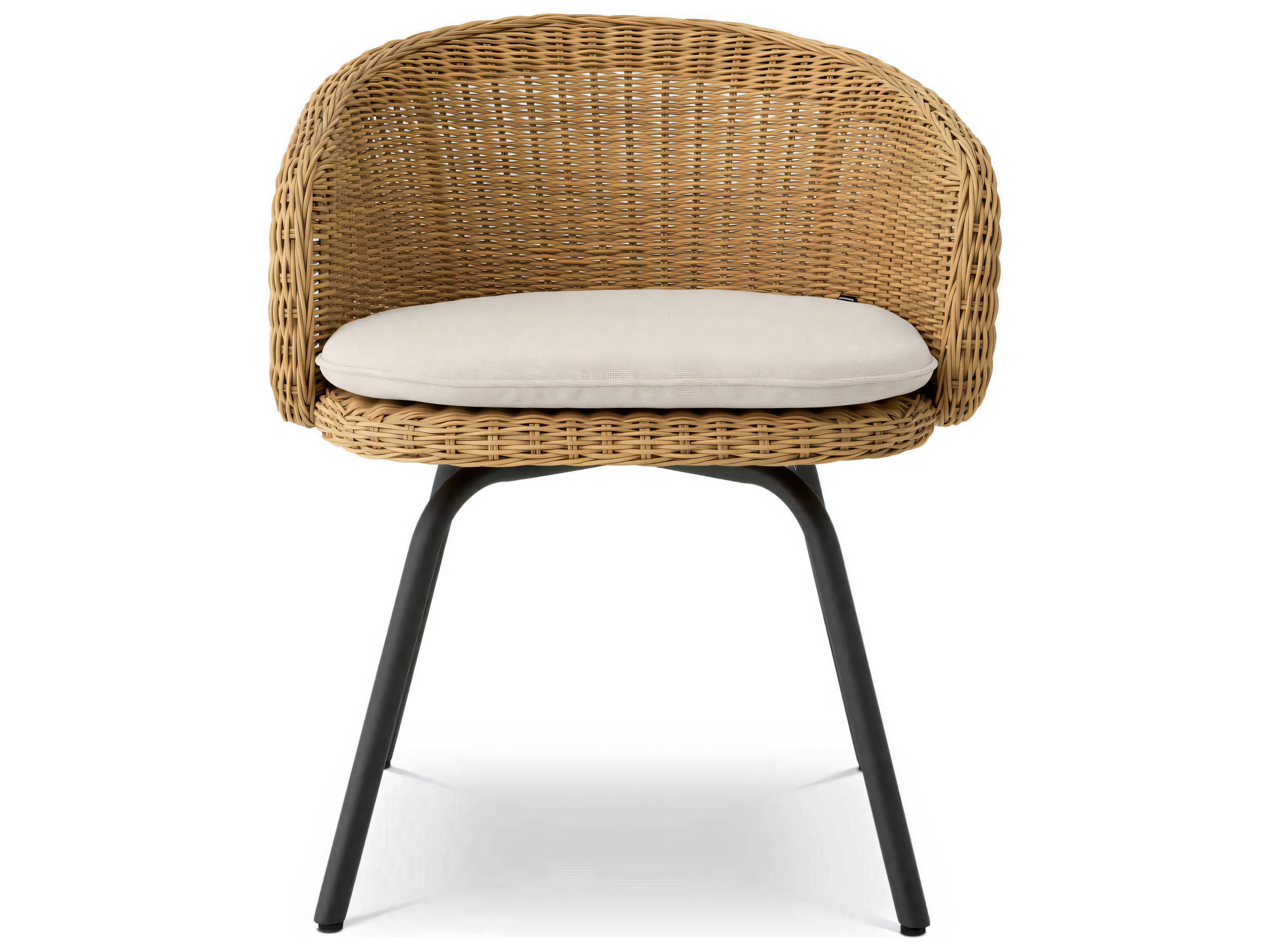 Eichholtz Outdoor Viola Sand Faux Rattan Black Legs Dining Chair