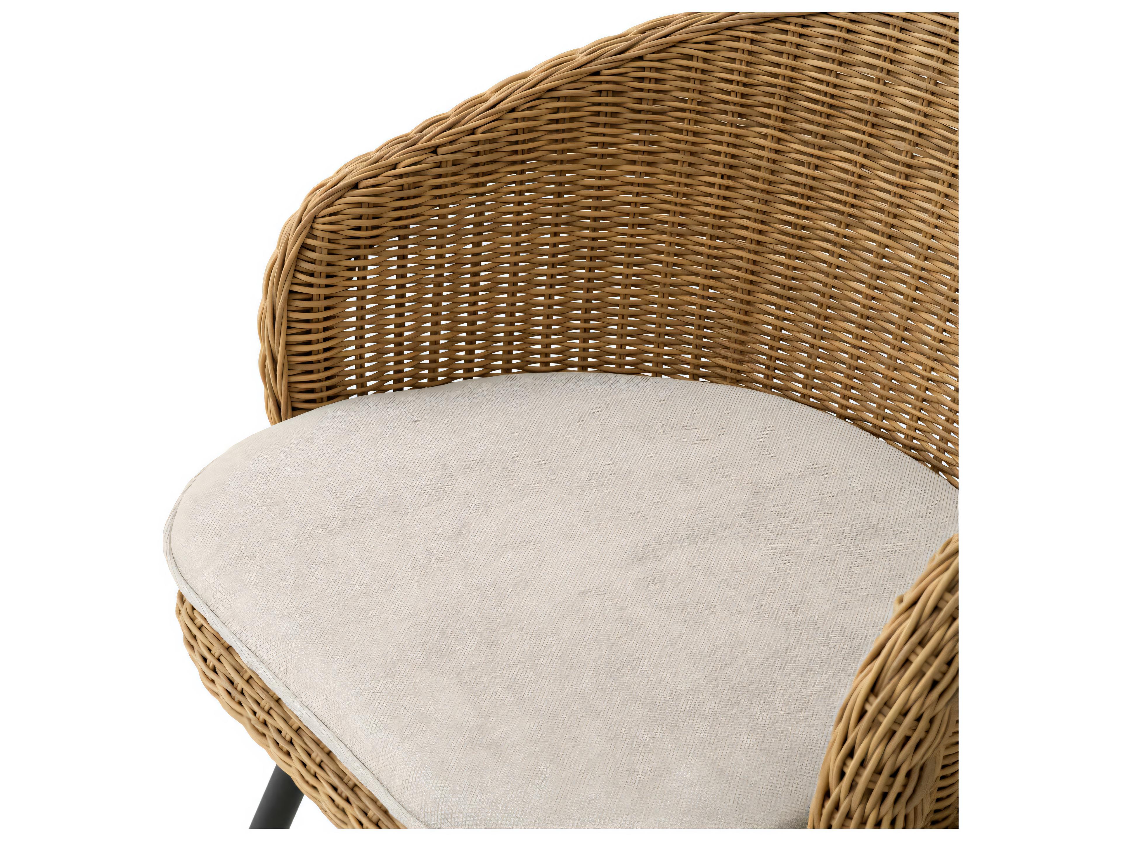 Eichholtz Outdoor Viola Sand Faux Rattan Black Legs Dining Chair