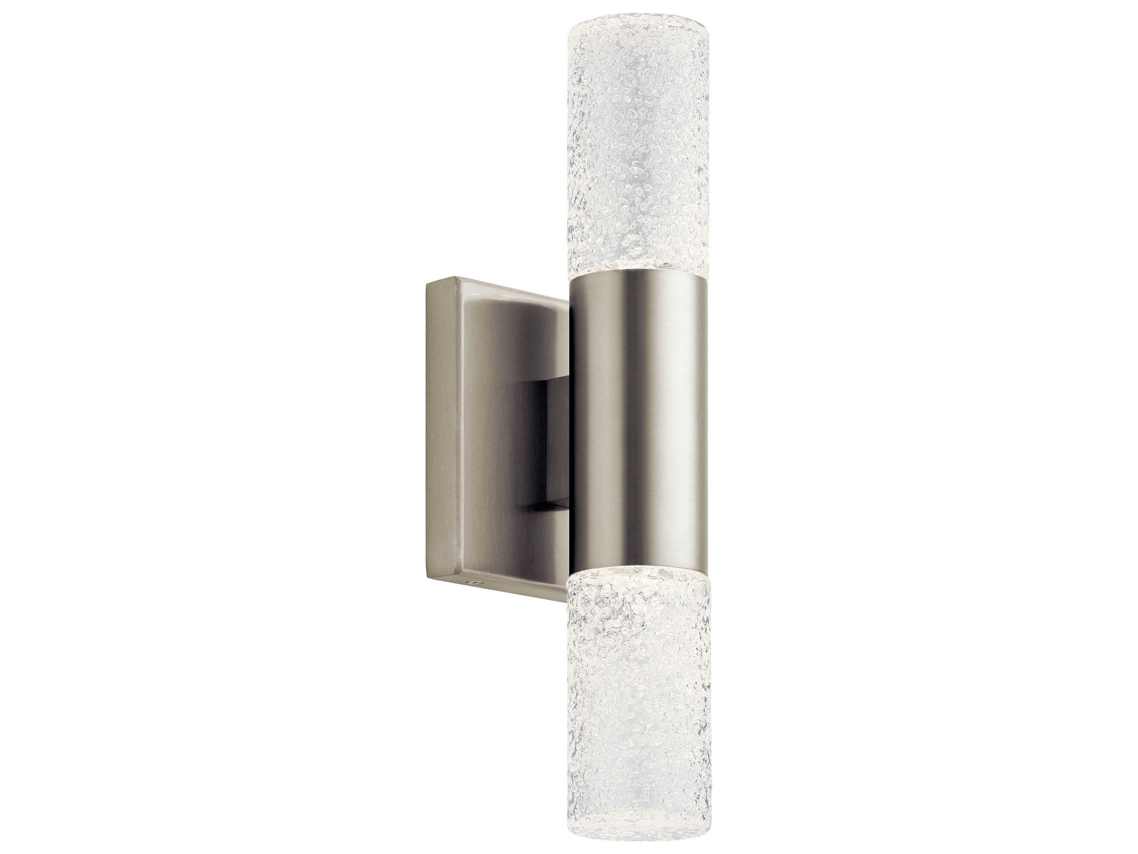 Elan Glacial 2-Light Brushed Nickel Glass LED Vanity Light