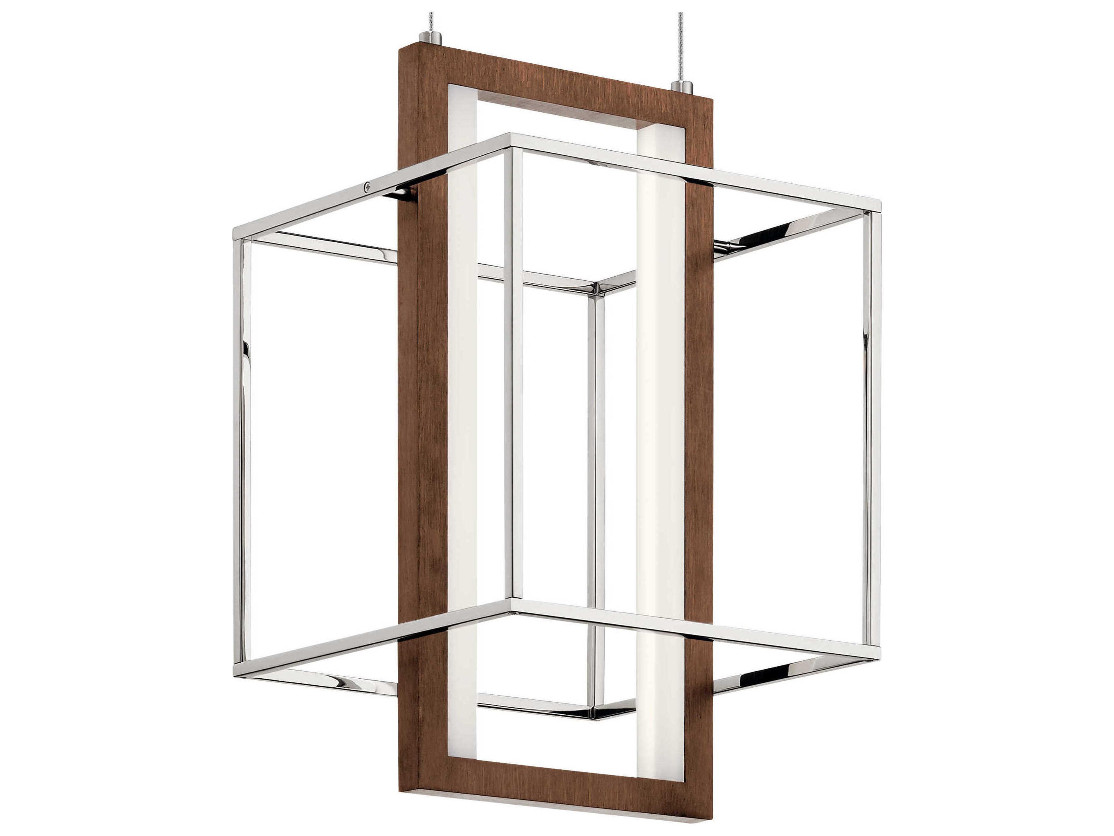 Elan Viho Polished Nickel Wood LED Geometric Mini Pendant