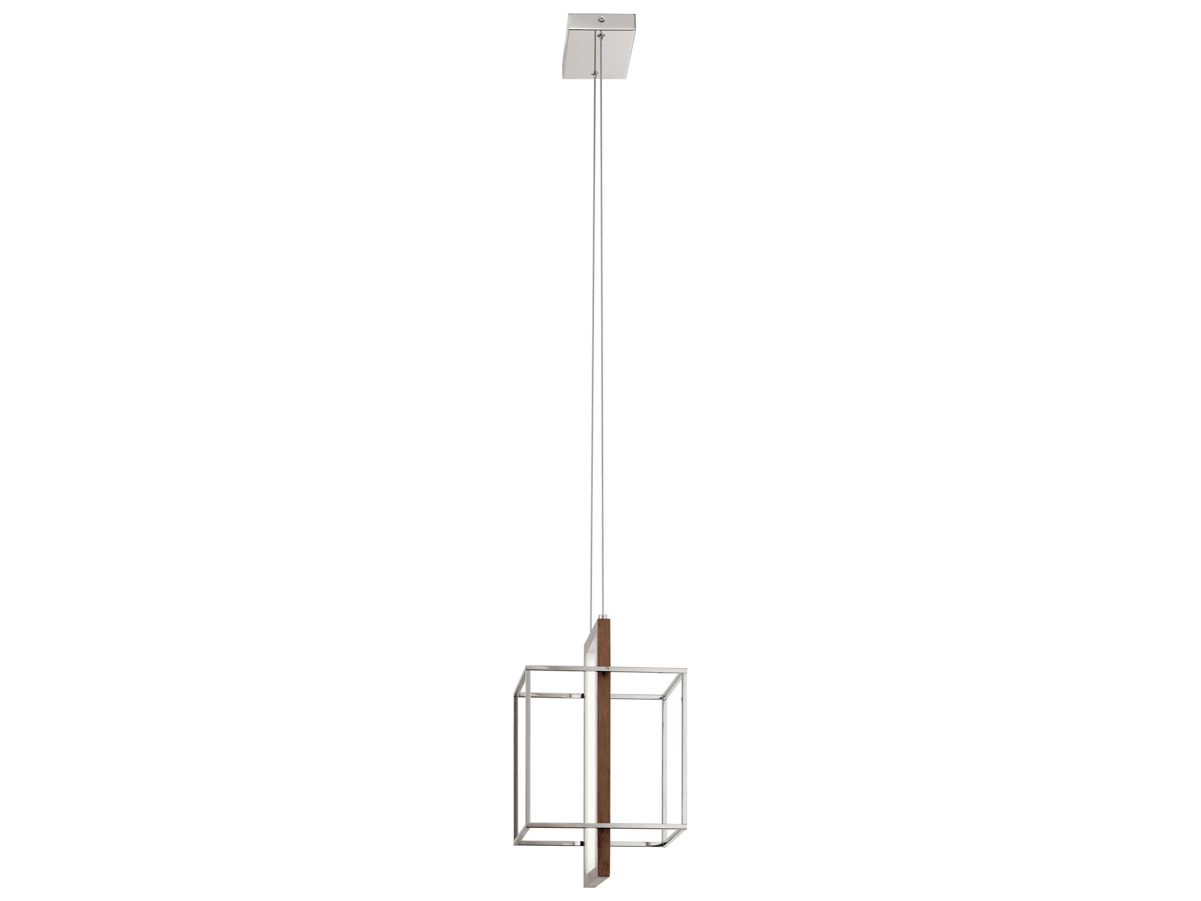 Elan Viho Polished Nickel Wood LED Geometric Mini Pendant