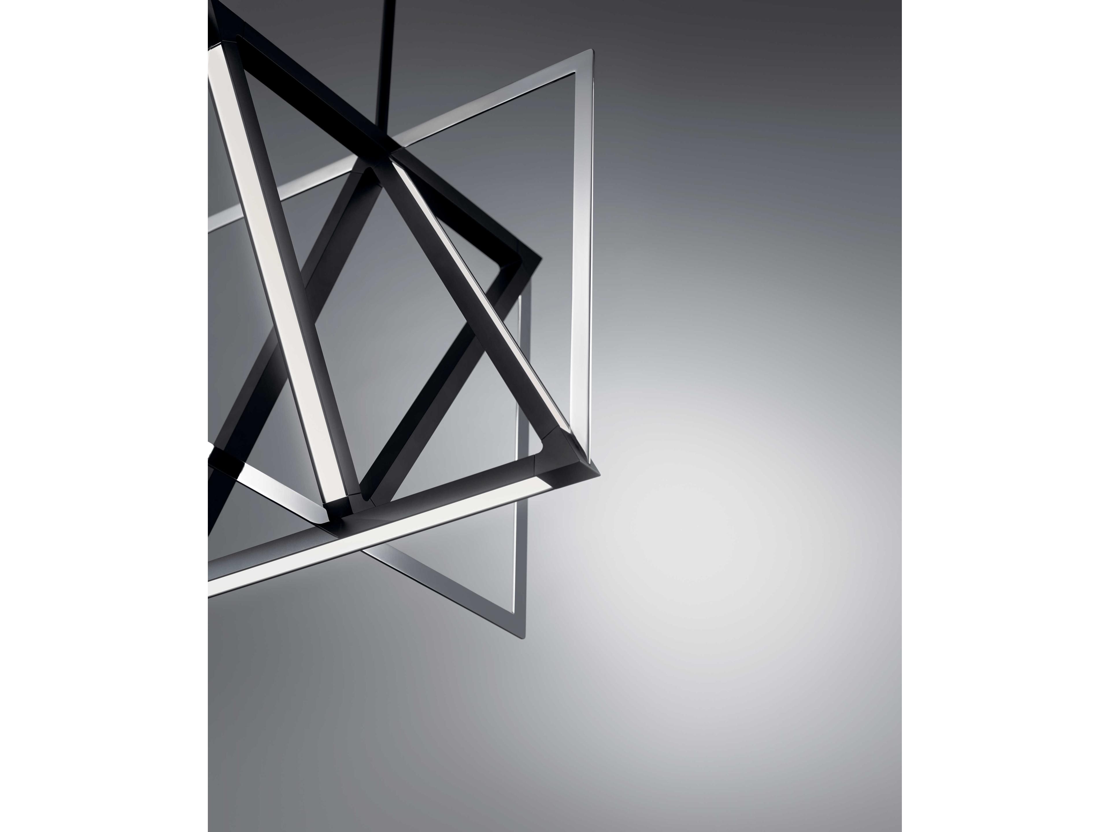 Elan Axis Matte Black Chrome LED Geometric Pendant