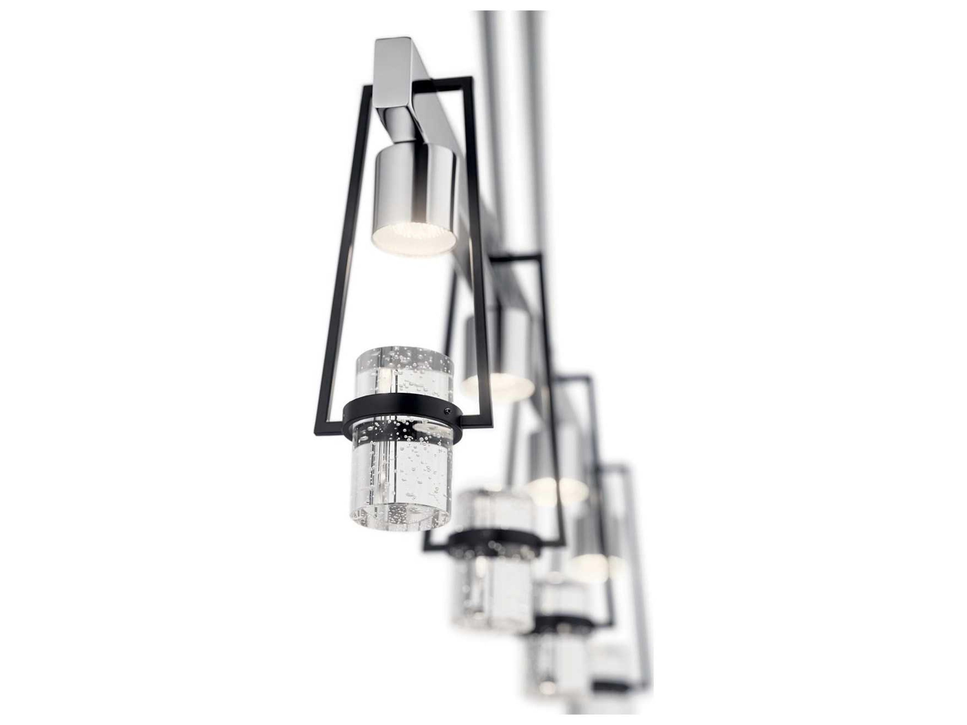 Elan Ayse 4-Light Matte Black Crystal LED Linear Island Pendant