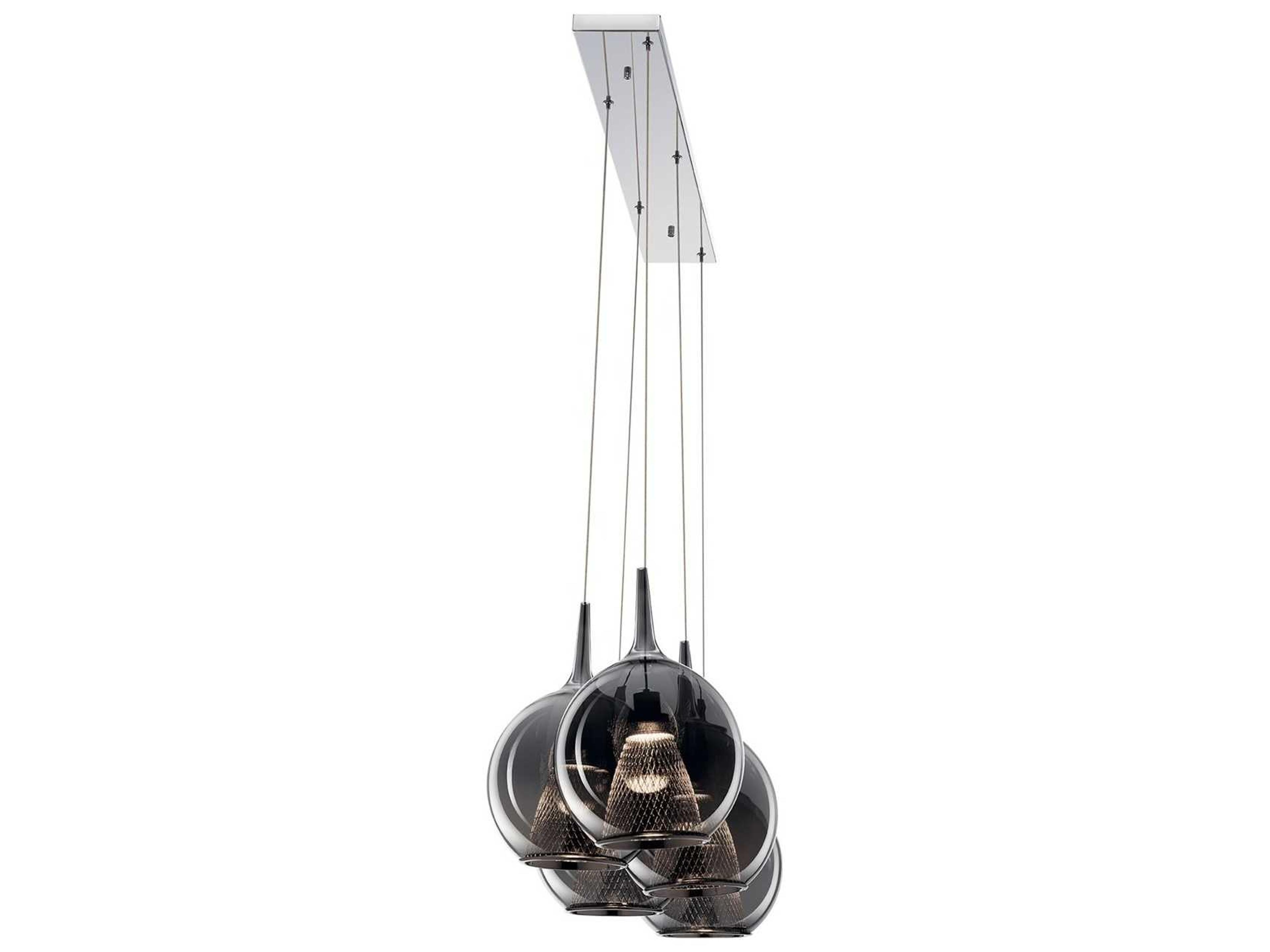 Elan Zin 5-Light Chrome Glass LED Globe Linear Island Pendant