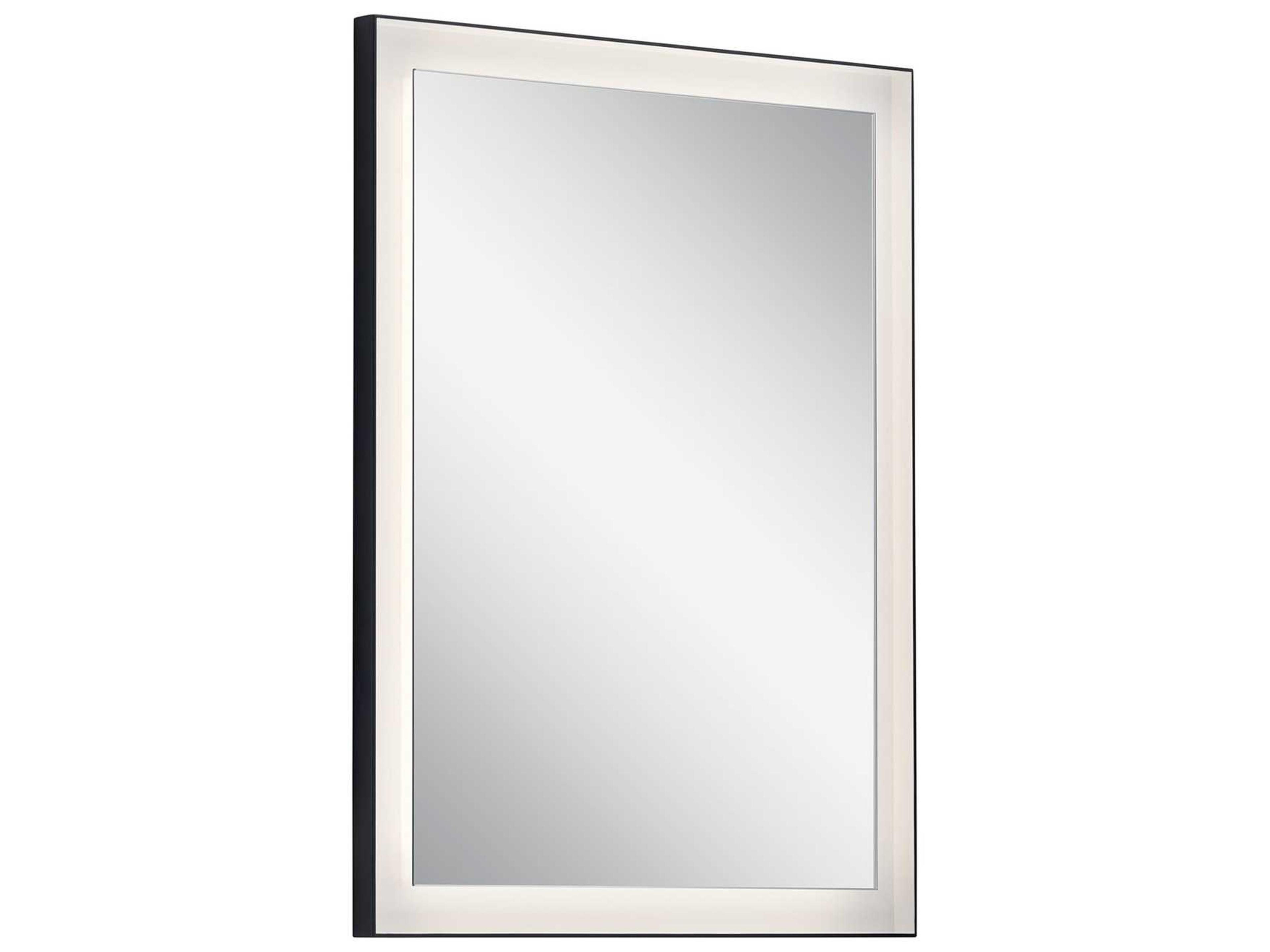 Elan Ryame Matte Black Rectangular LED Wall Mirror