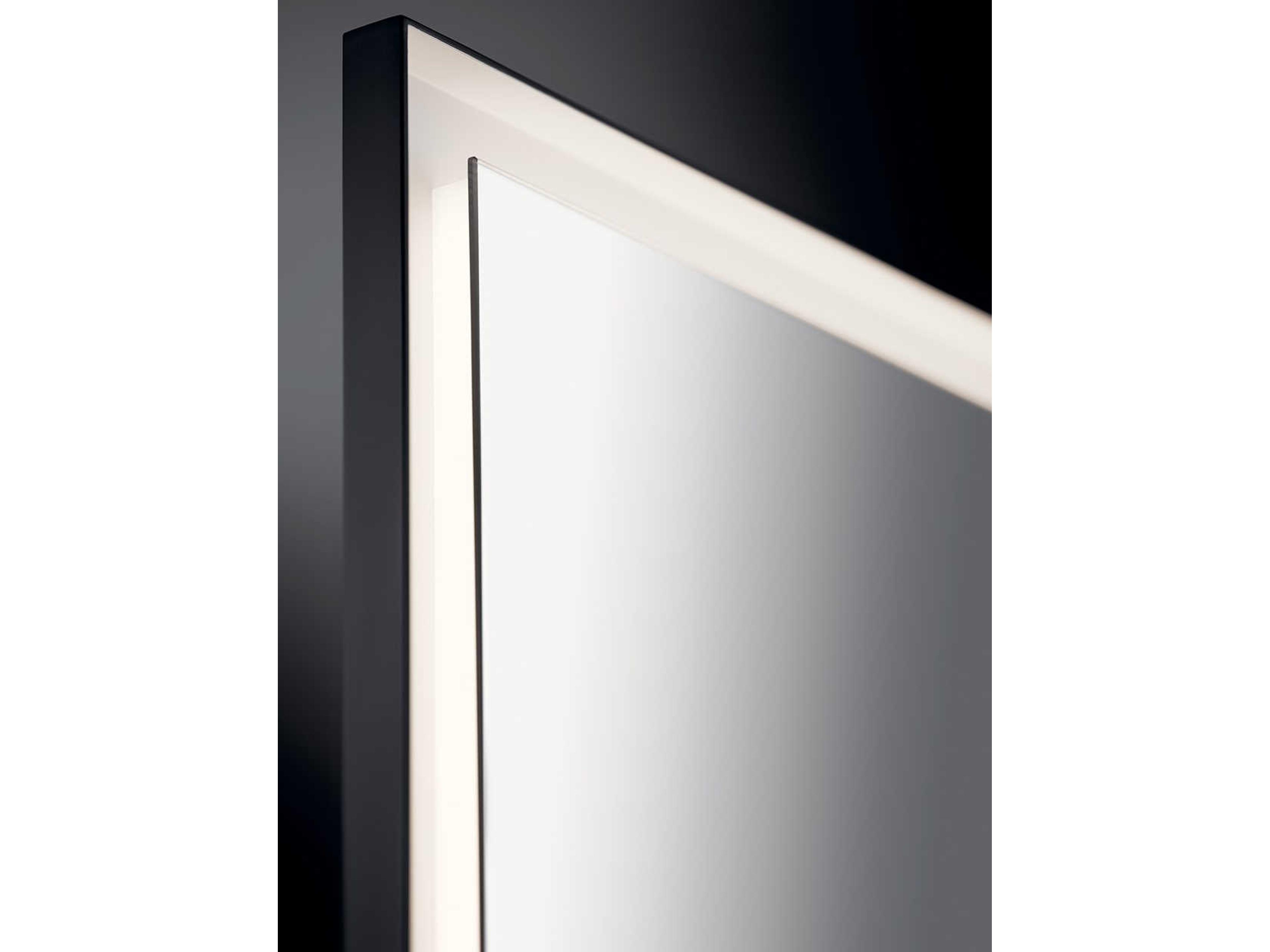 Elan Ryame Matte Black Rectangular LED Wall Mirror