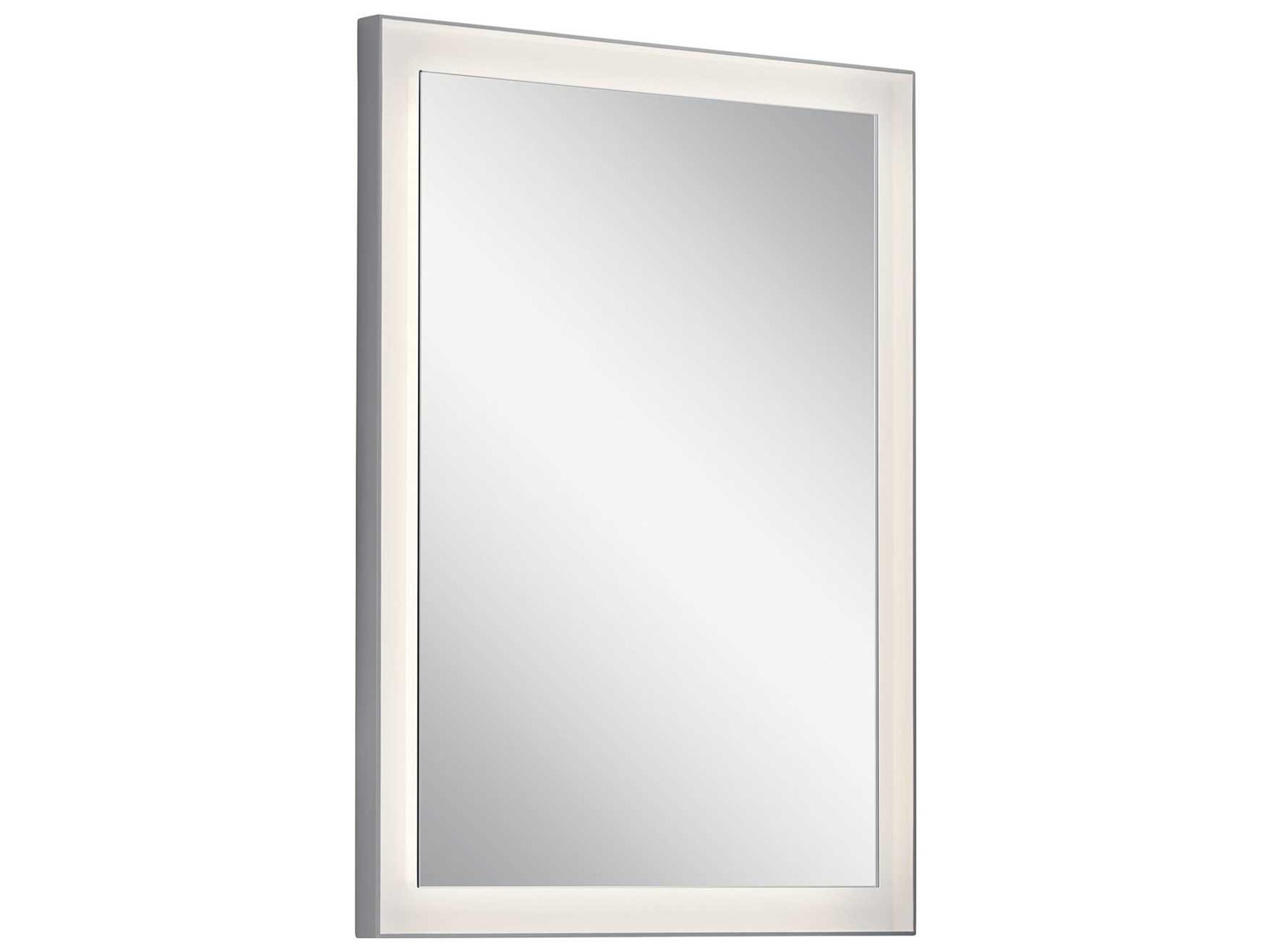 Elan Ryame Matte Silver Rectangular LED Wall Mirror