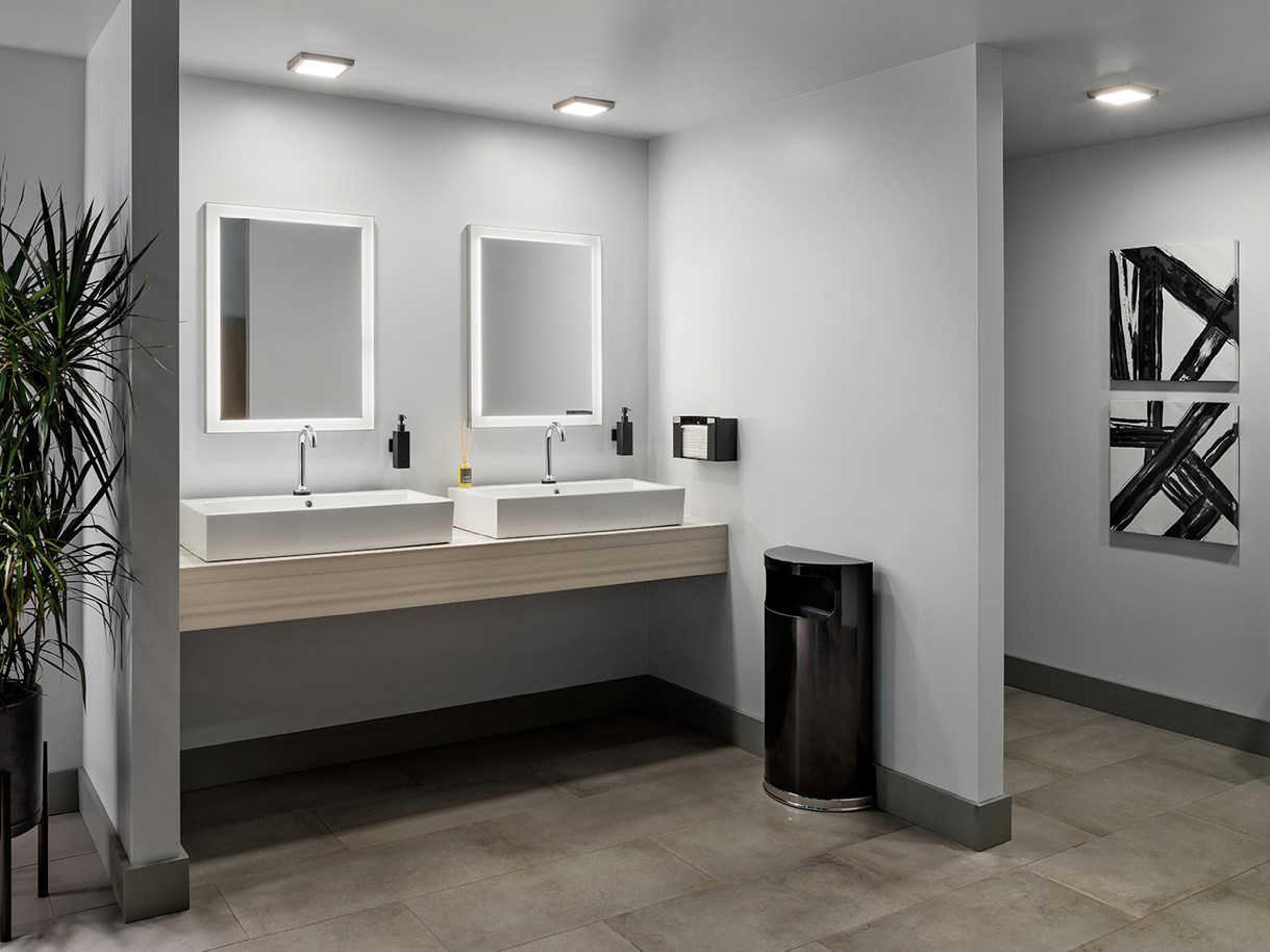 Elan Ryame Matte Silver Rectangular LED Wall Mirror