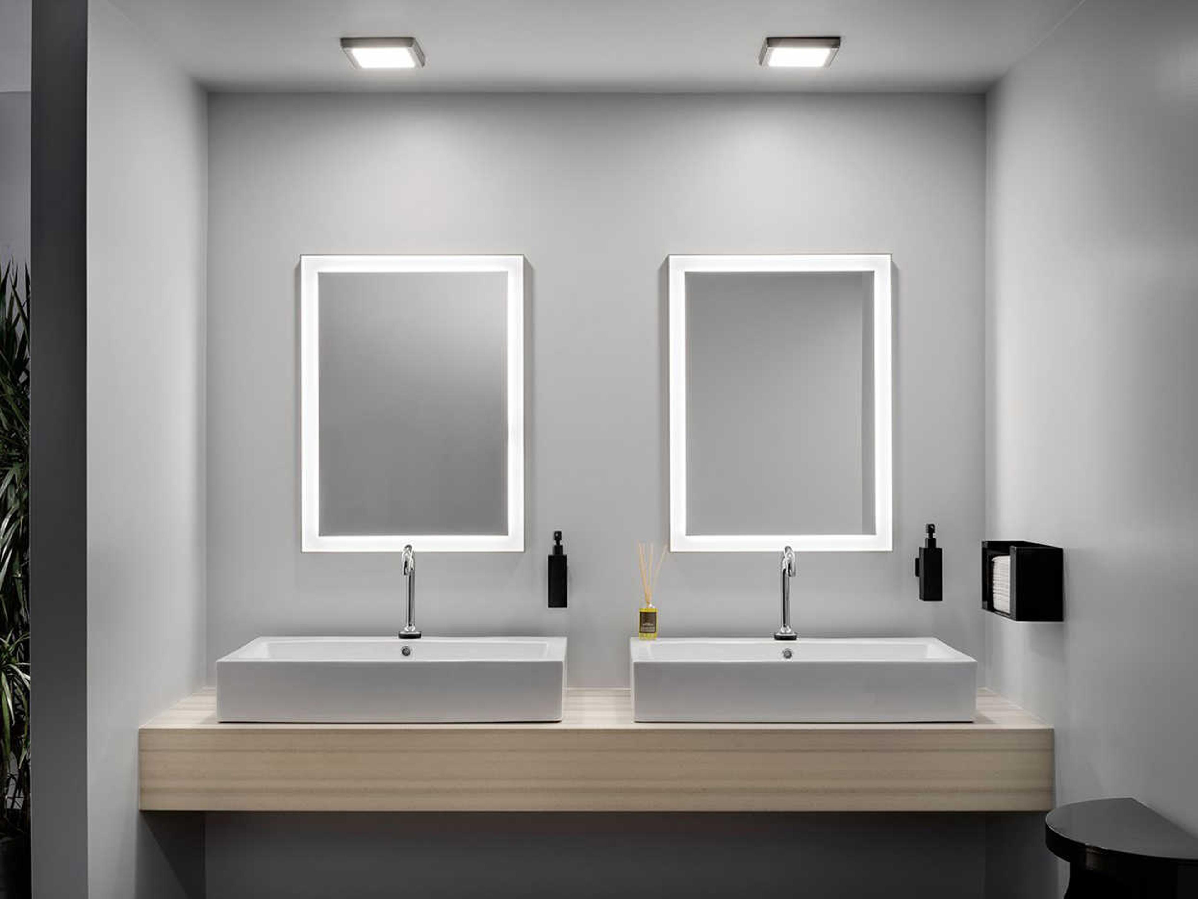 Elan Ryame Matte Silver Rectangular LED Wall Mirror