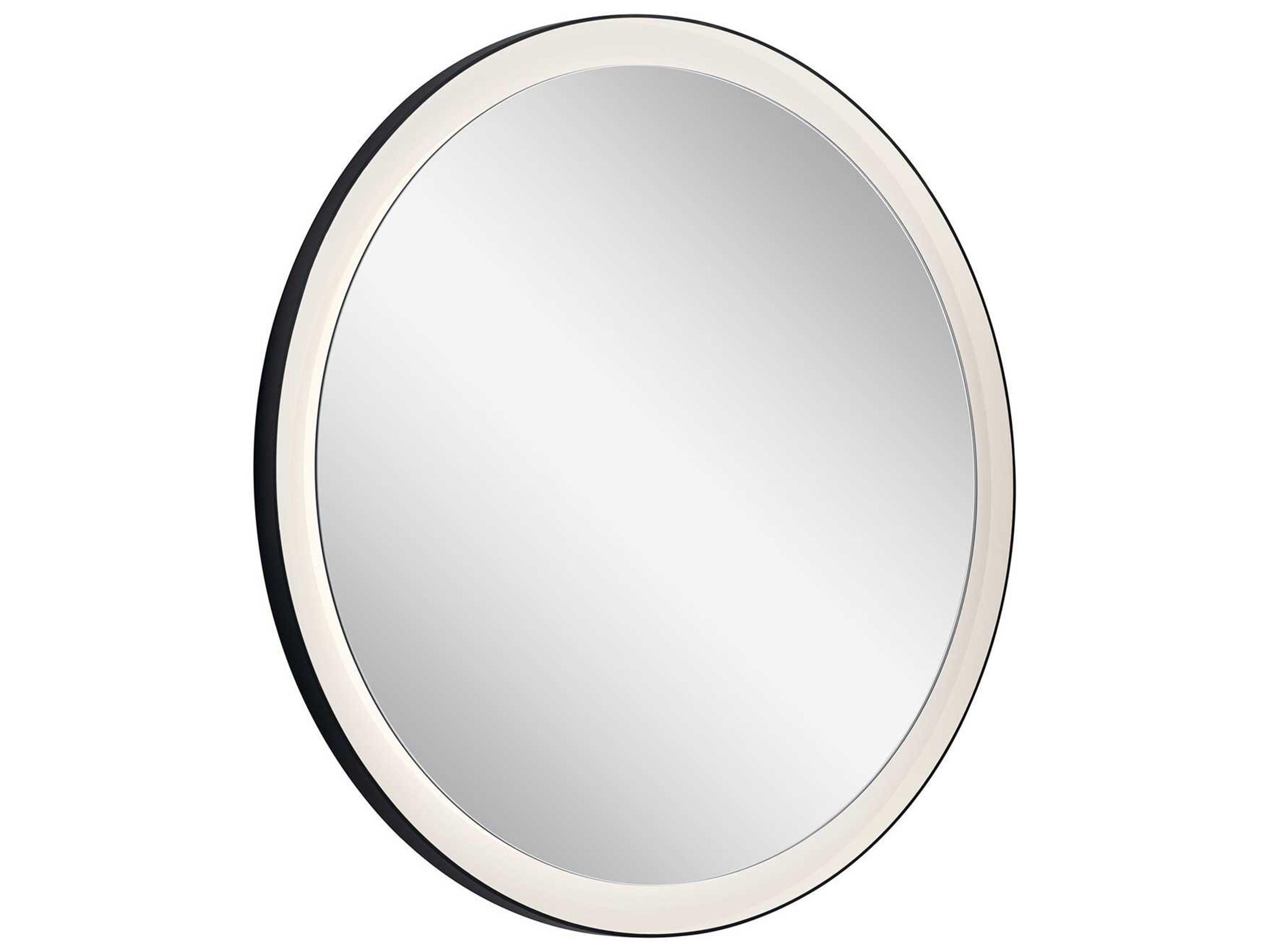 Elan Ryame Matte Black Round LED Wall Mirror