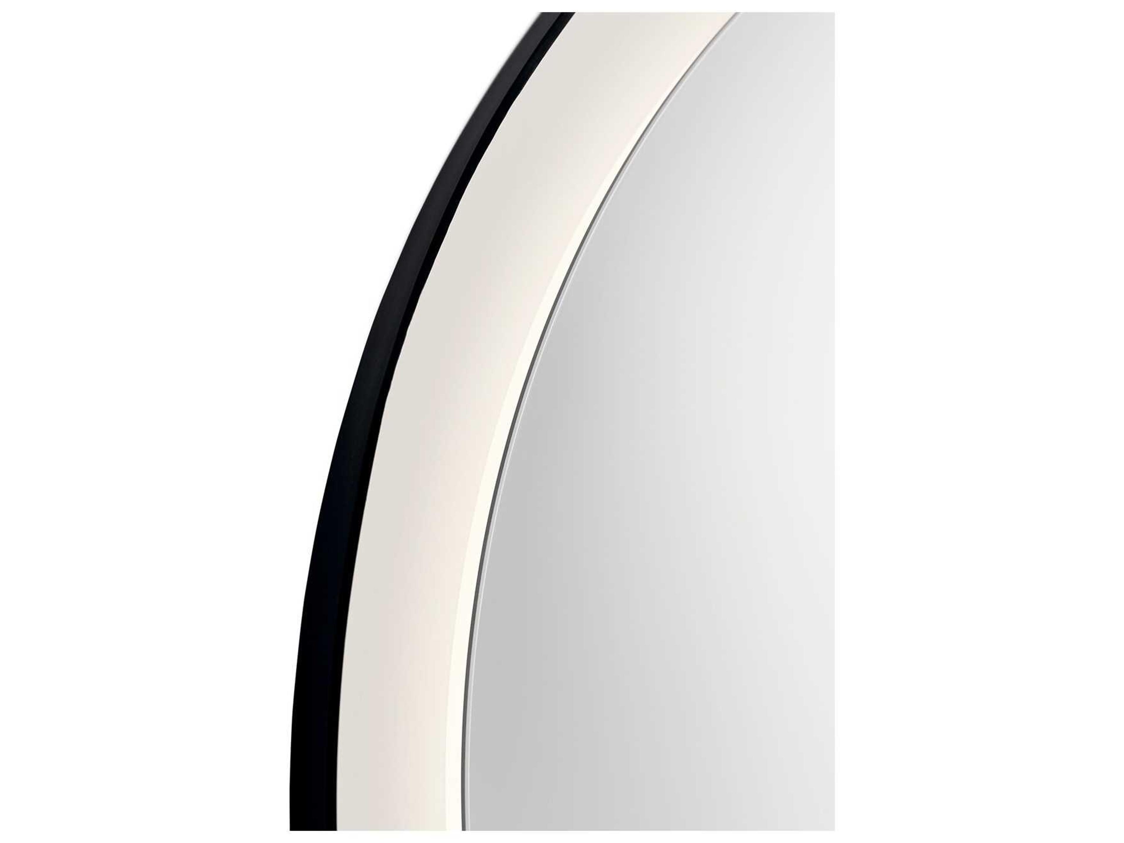 Elan Ryame Matte Black Round LED Wall Mirror