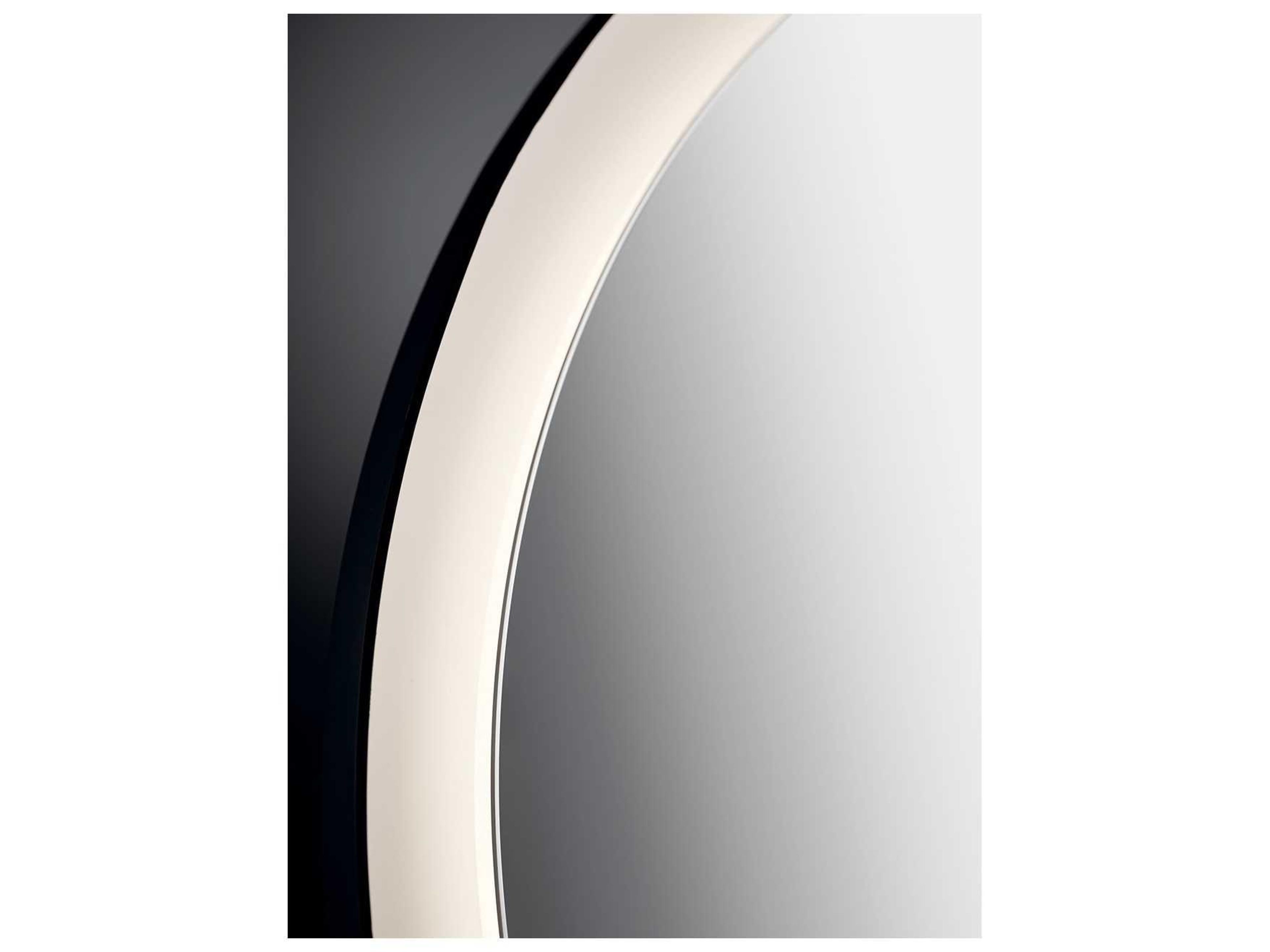 Elan Ryame Matte Black Round LED Wall Mirror
