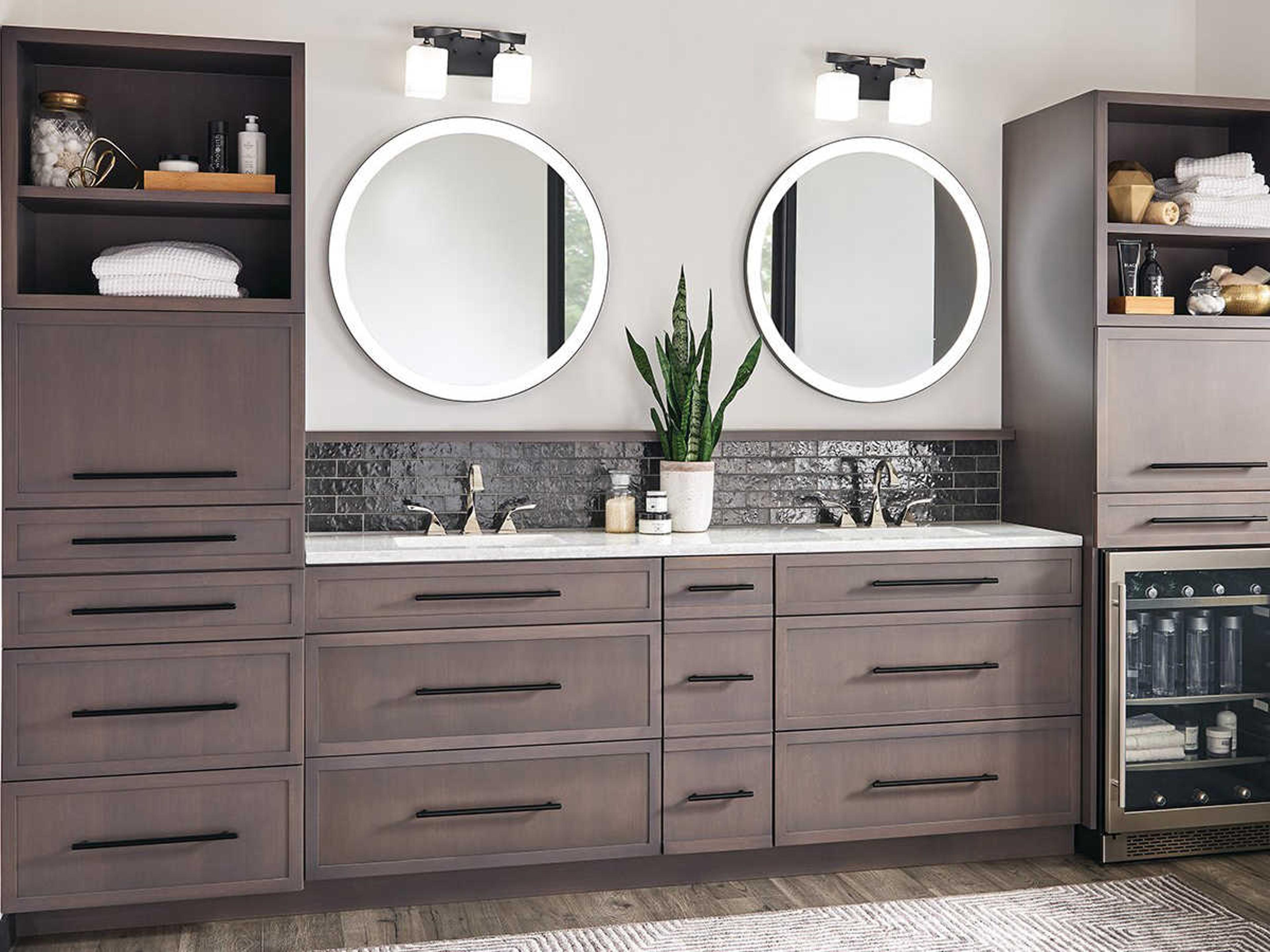 Elan Ryame Matte Black Round LED Wall Mirror