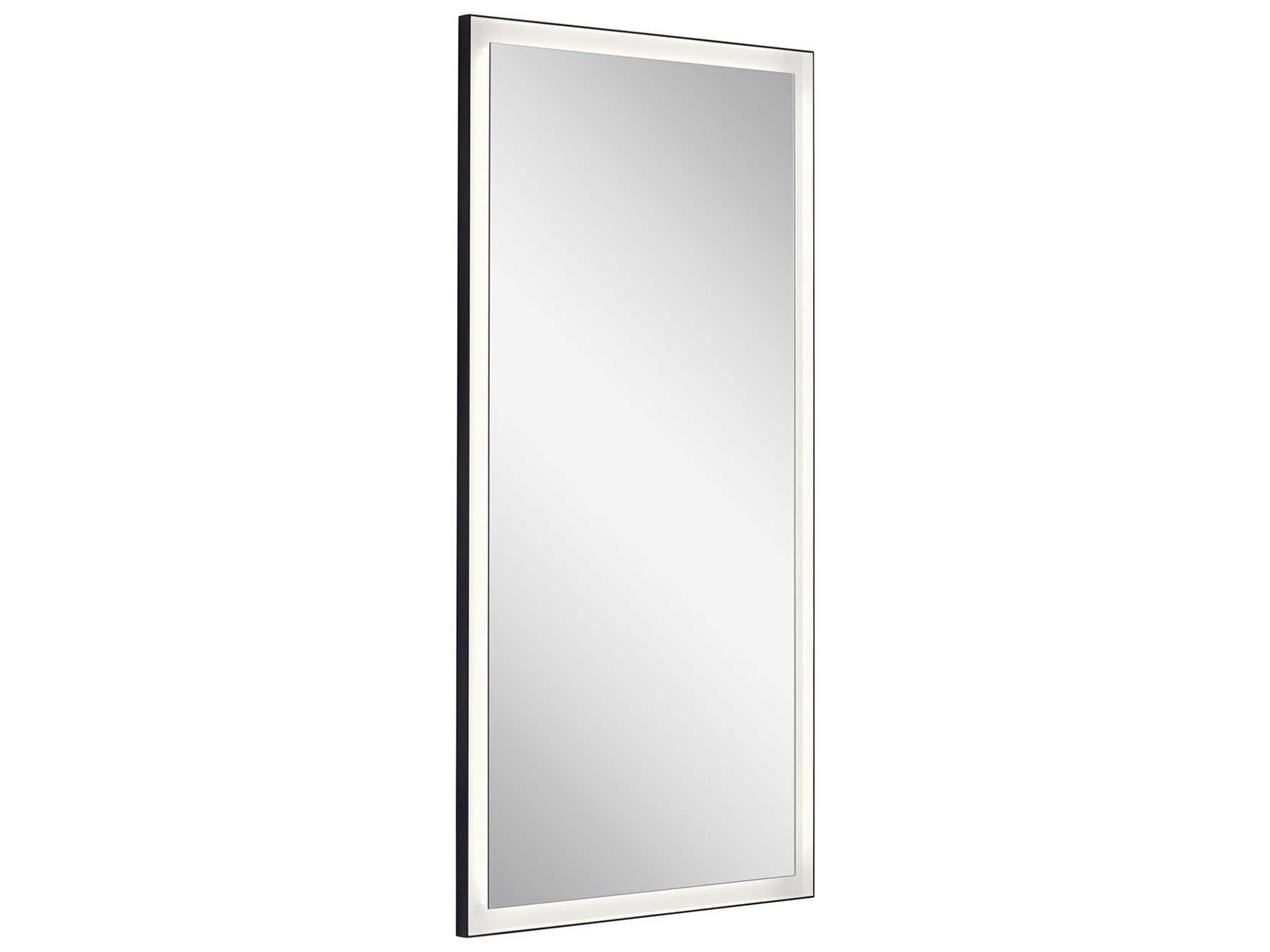 Elan Ryame Matte Black Rectangular LED Wall Mirror