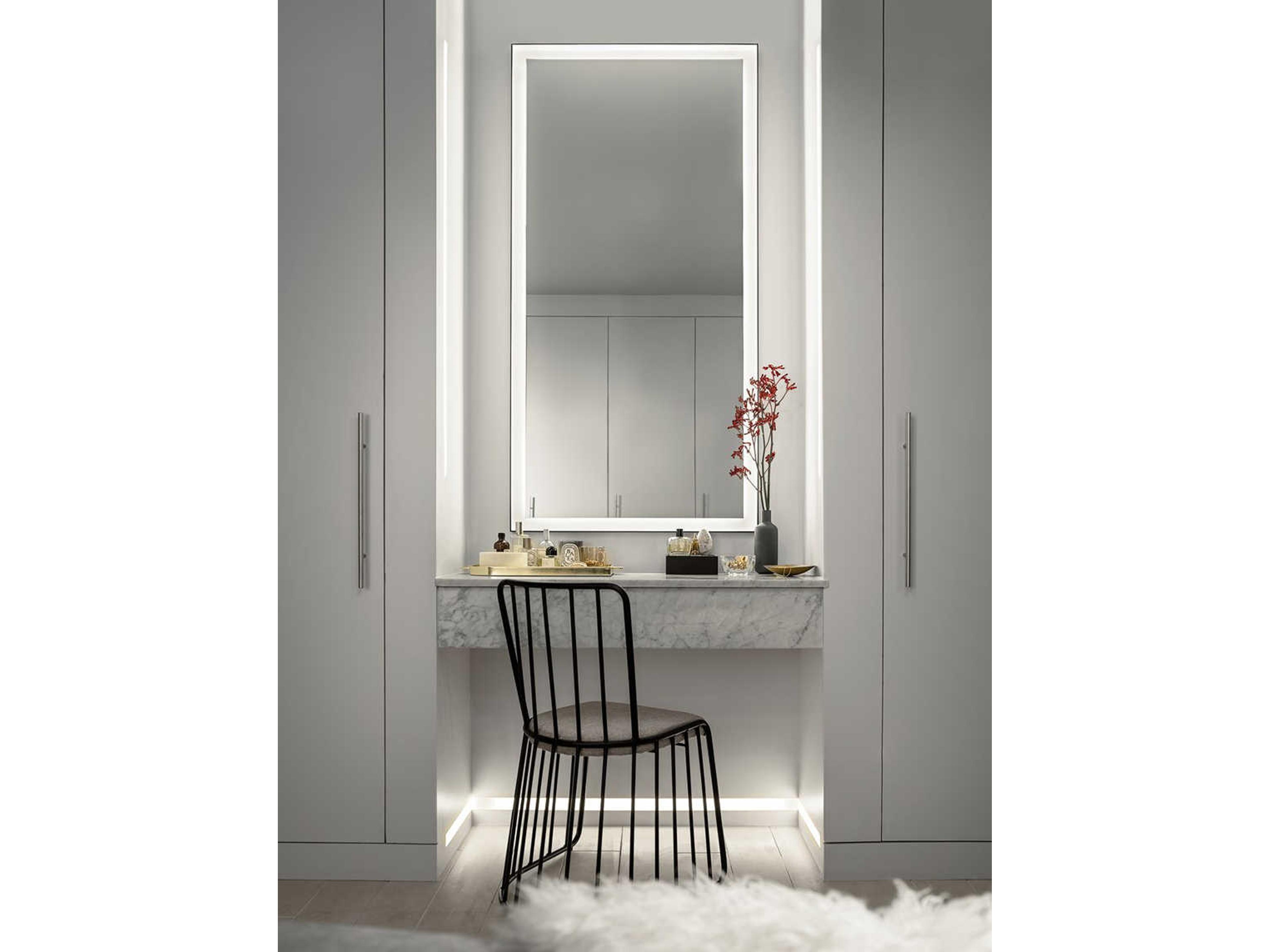 Elan Ryame Matte Black Rectangular LED Wall Mirror