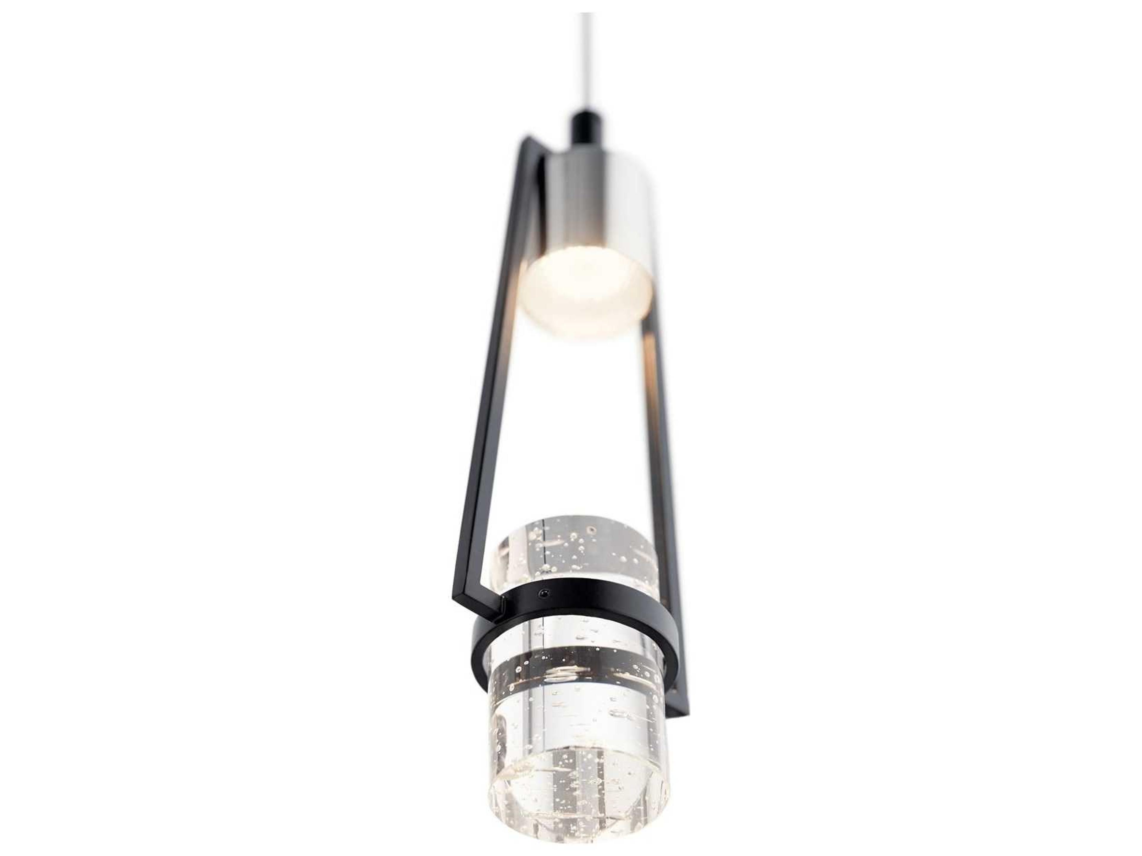 Elan Ayse 1-Light Matte Black Crystal LED Cylinder Mini Pendant