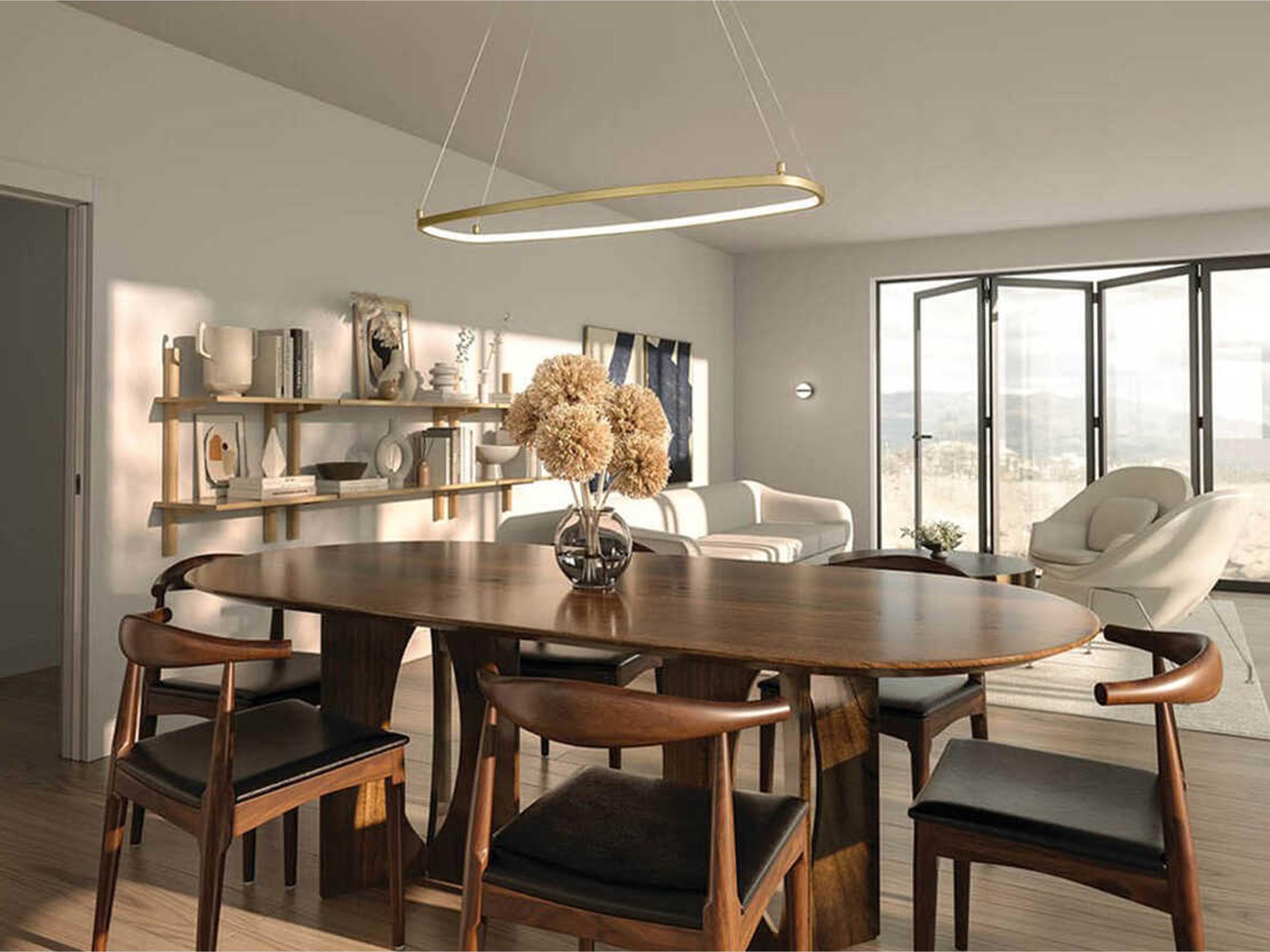 Elan Koloa 1-Light Champagne Gold LED Linear Island Pendant