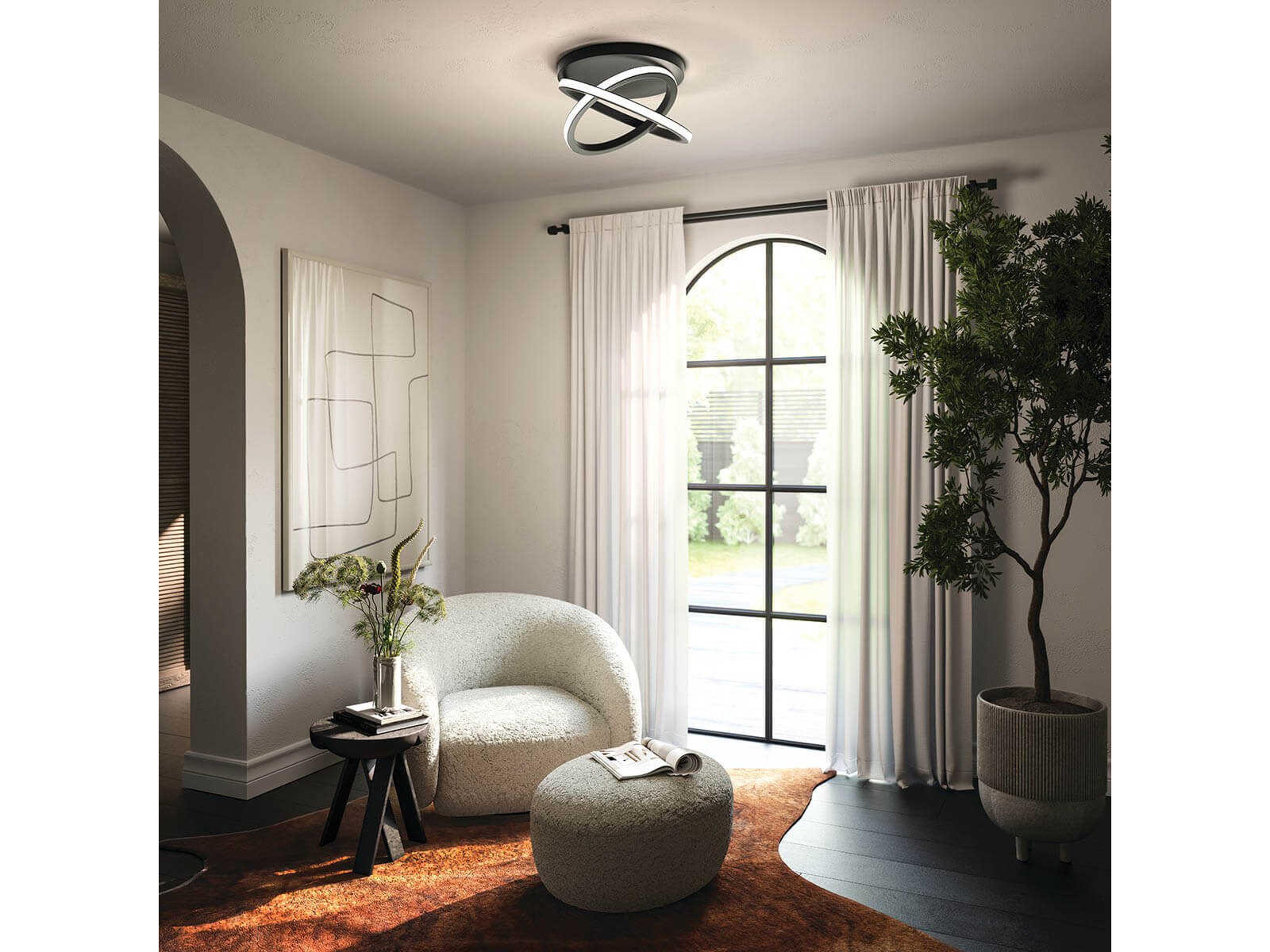 Elan Caputo 2-Light Matte Black LED Flush Mount