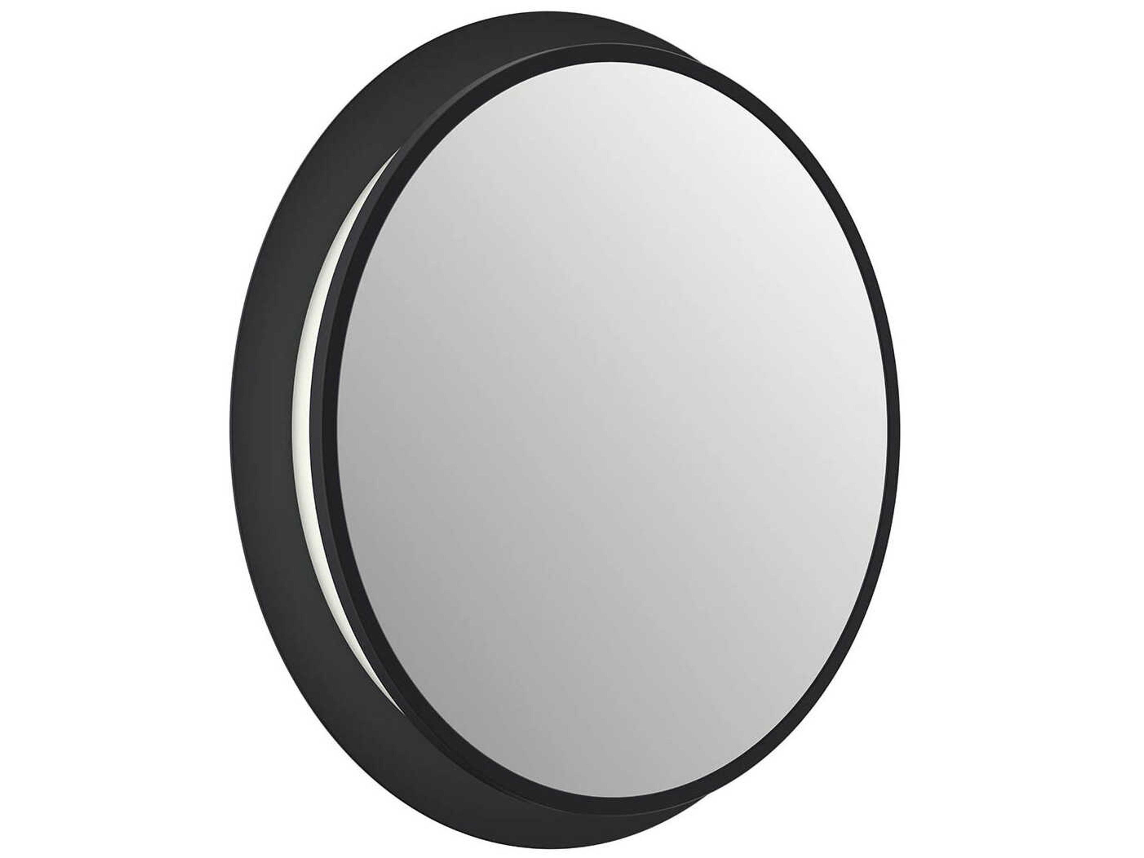Chennai Matte Black Round LED Wall Mirror