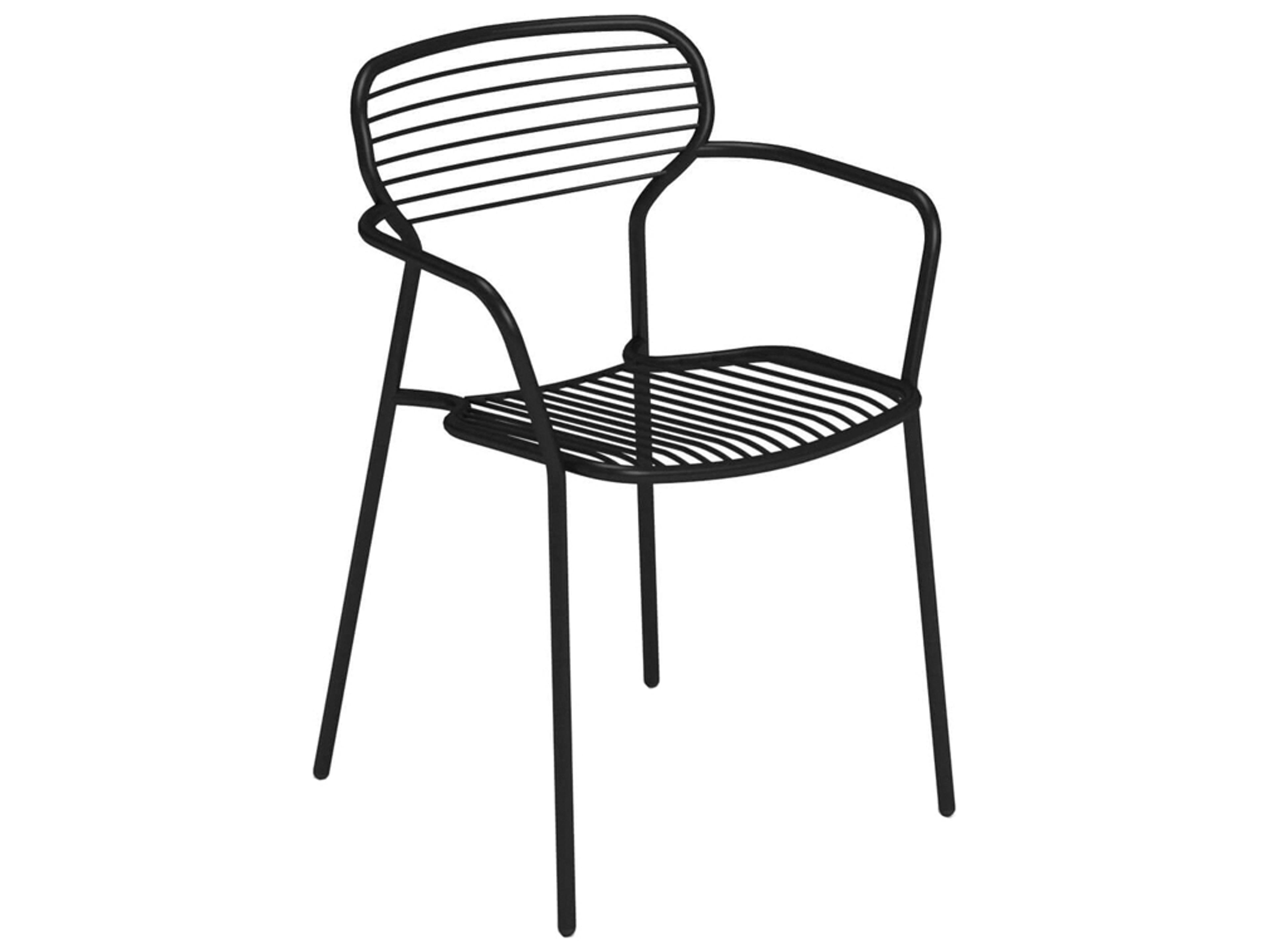 Apero Black Steel Stackable Outdoor Dining Arm Chair