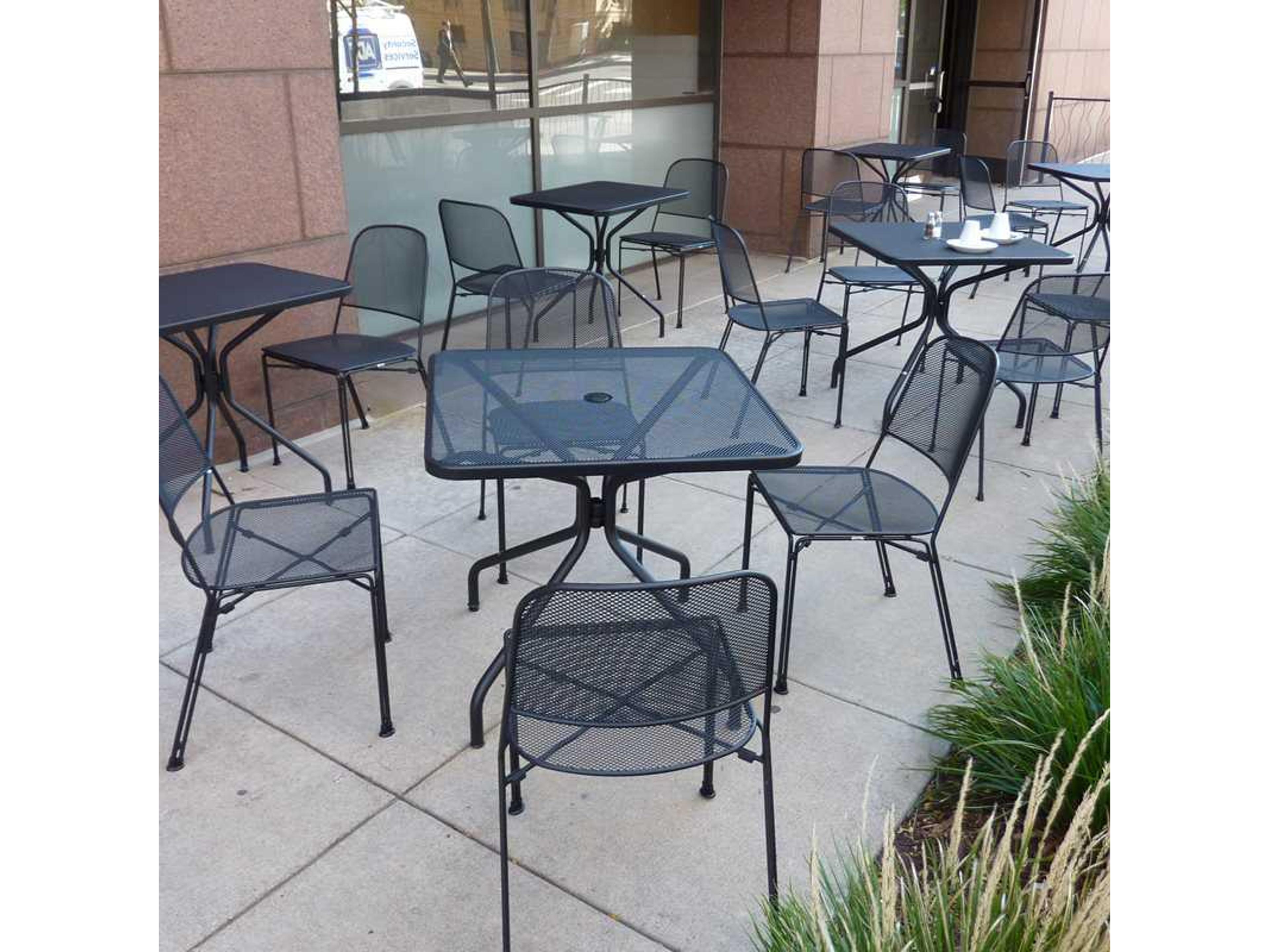 EMU Cambi Steel Square Patio Dining Table with Umbrella Hole