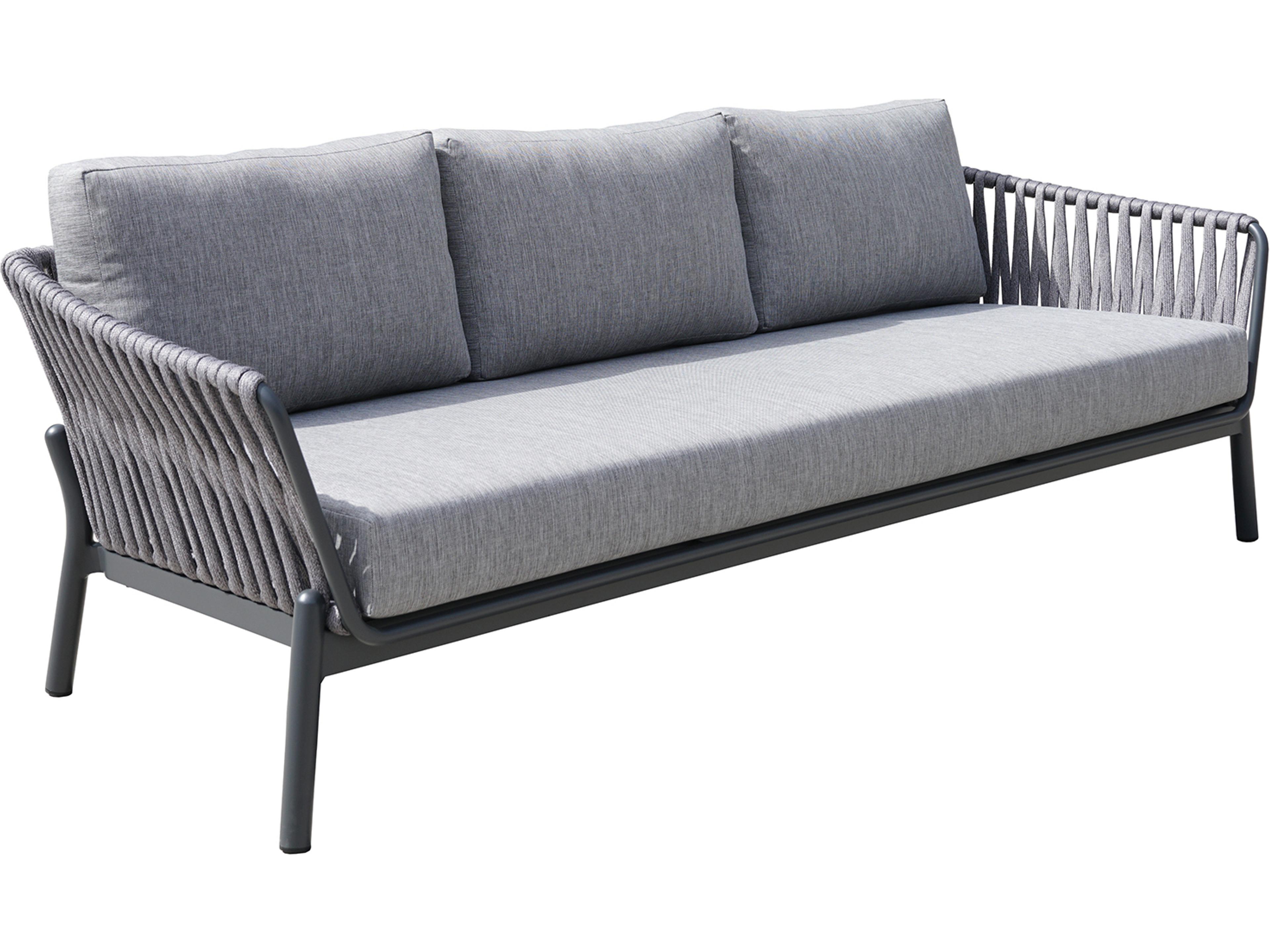Lyla Aluminum Rope Dark Grey Outdoor Patio Sofa in Canvas Granite
