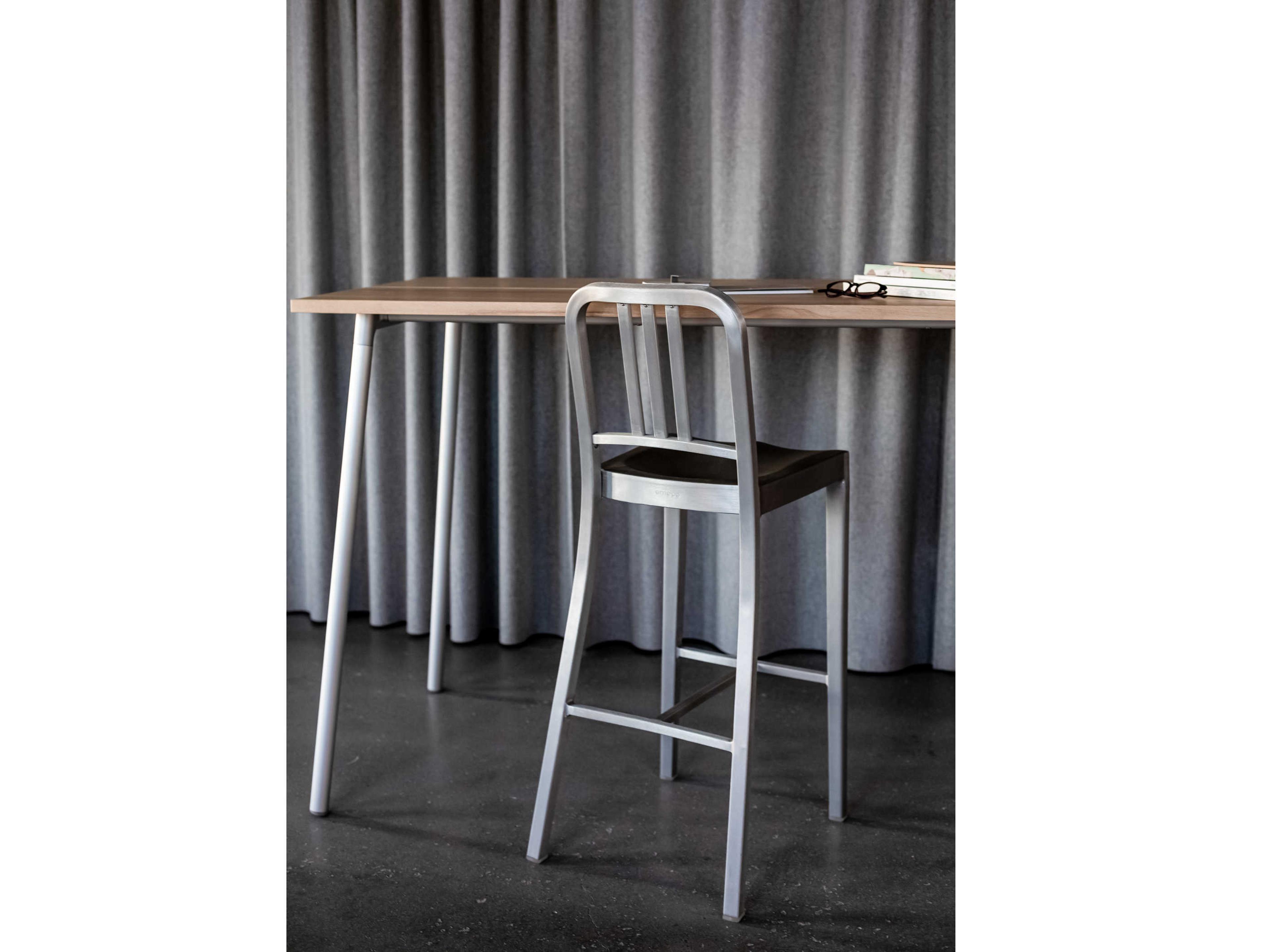Emeco Navy Brushed Aluminum Bar Stool